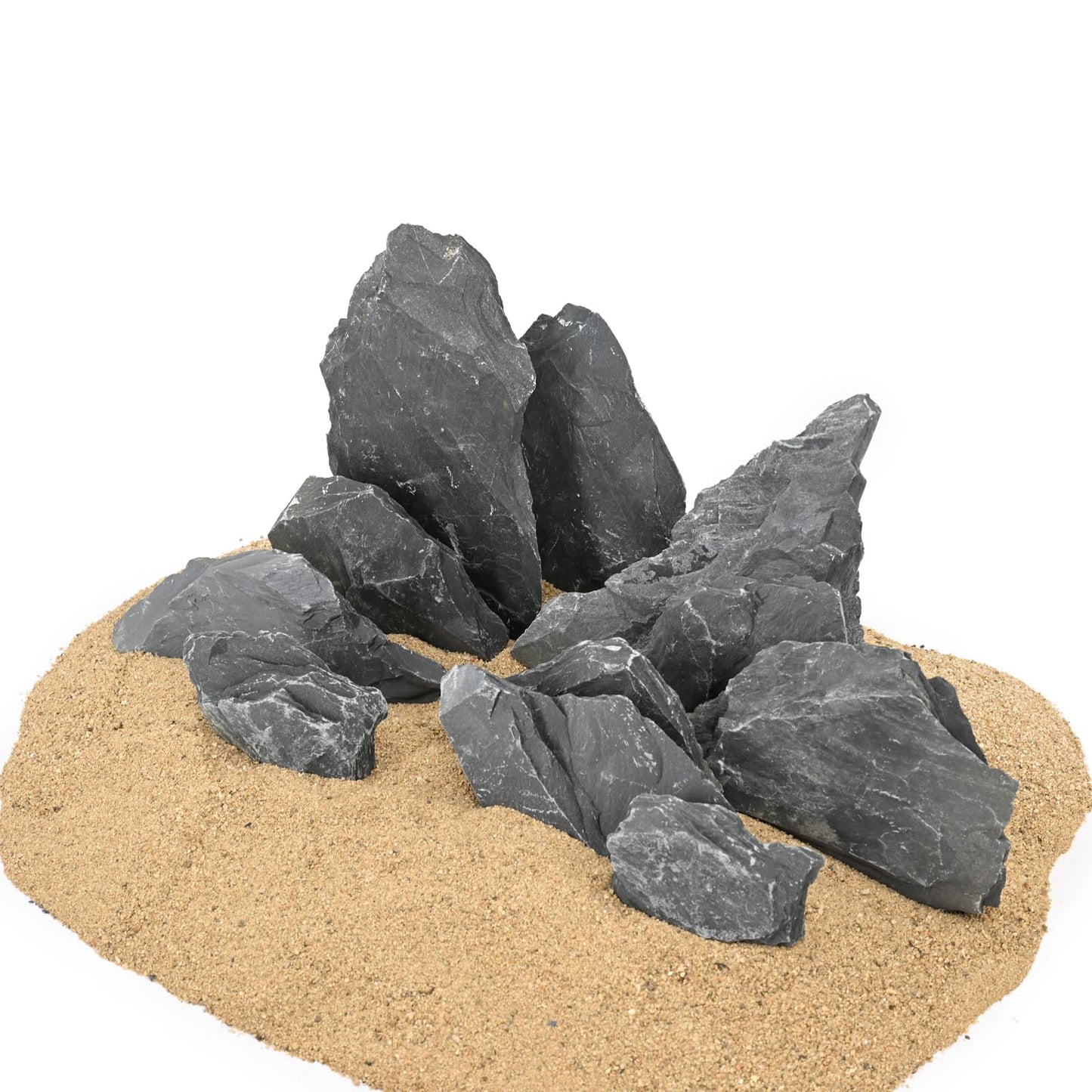 Natural Slate Stone Rocks 2 to 6 inch Aquariums Stone for Aquascaping,Terrariums,Reptile Enclosures,Paludariums, and Gardens-10lb