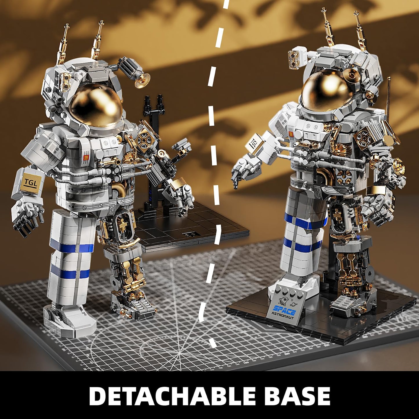 TYCOLE City Space Astronaut Building Toy Kit -Translucent Classic Spaceman Model Building Block Set with Display Stand,Home or Office Deco,Gift Idea for Adults&Kids Ages 8 and Up (860PCS)