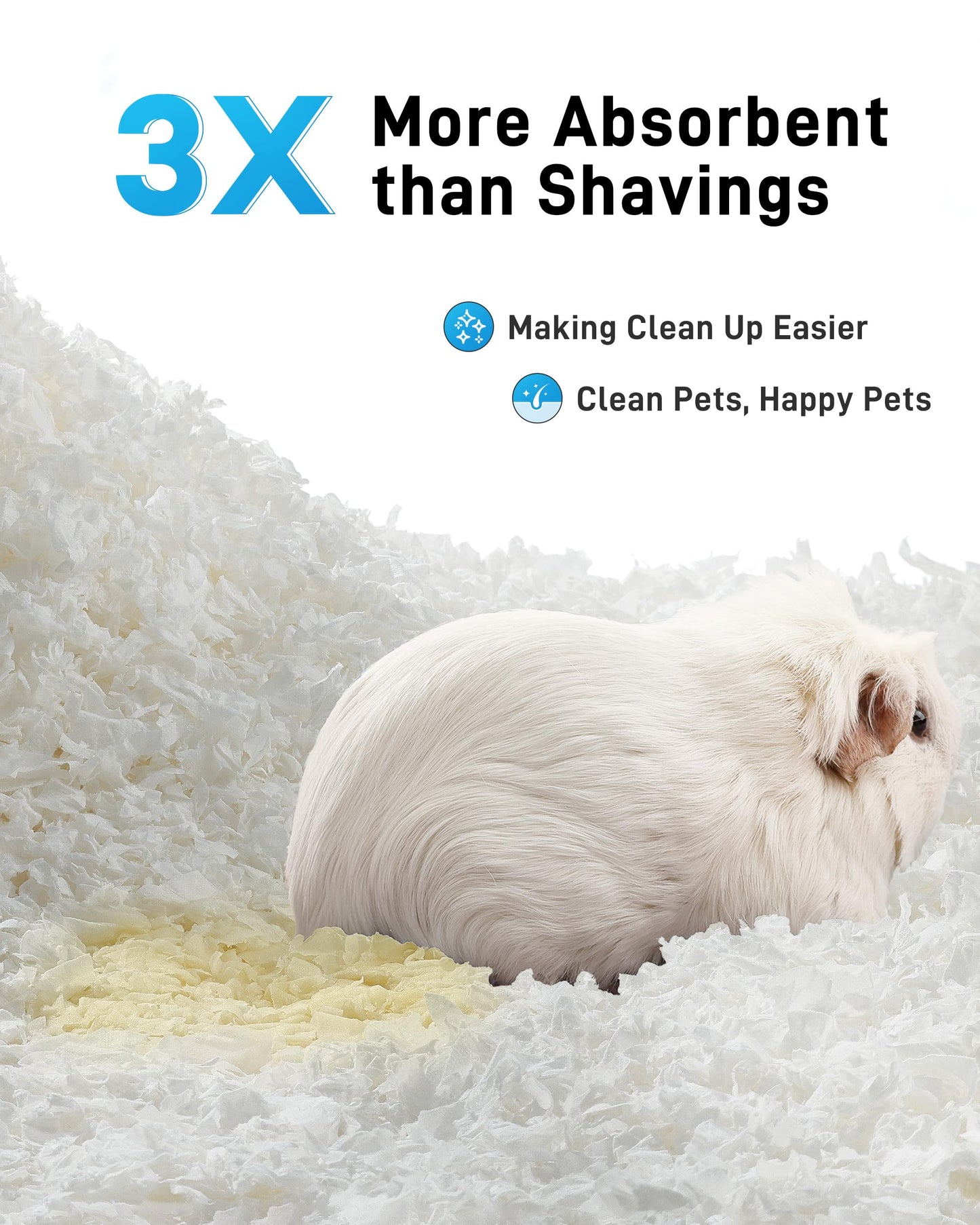 BUCATSTATE Guinea Pig Bedding 70L, 99% Dust-Free Hamster Bedding Odor Control, Cozy Paper Small Animal Bedding for Rabbit Rat Syrian Dwarf Hamsters Gerbils (White)