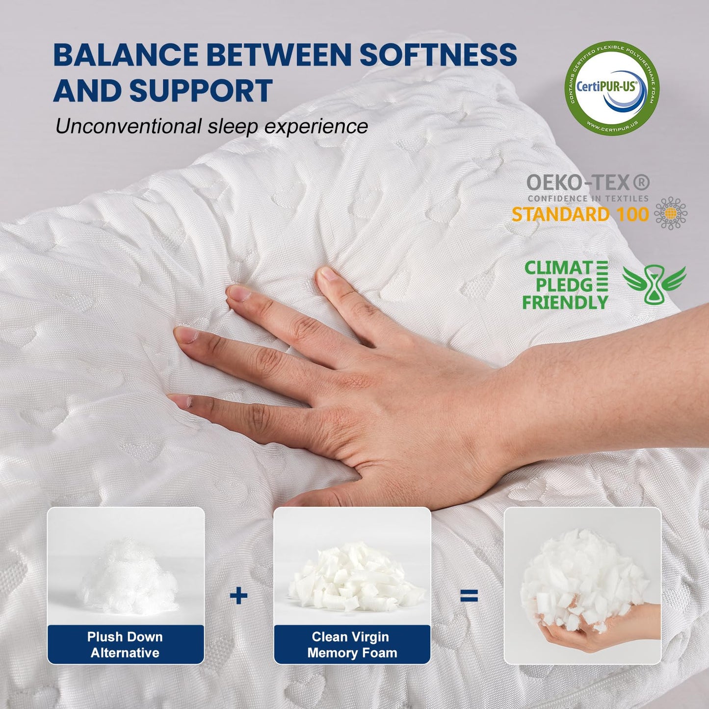 Cooling Side Sleeper Pillows for Adults, Curved Pillow for Neck and Shoulder, Shredded Memory Foam Pillows, Adjustable Crescent Pillow with Extra Fill, Queen Size Set of 2