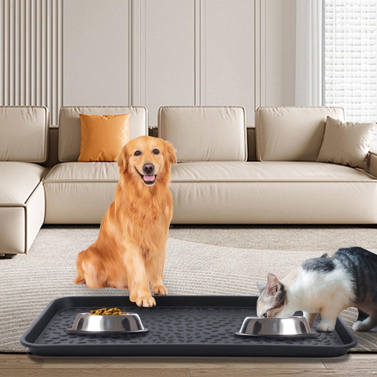 Boot Tray -2 Pack Large and Multifunctional Shoe Tray for Entryway, Stylish Boot Mat for Outdoor/Indoor Use, Durable and Easy to Clean with Boot Scraper Design, 27.95 x 15.8 x 1.2 Inches (Black)