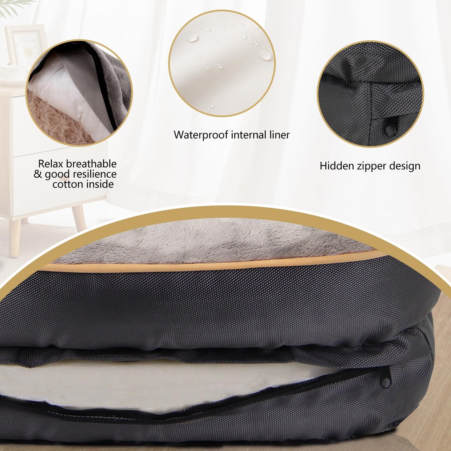 JOYELF Large Memory Foam Dog Bed Orthopedic Dog Bed & Sofa with Removable Washable Cover and Squeaker Toy as Gift