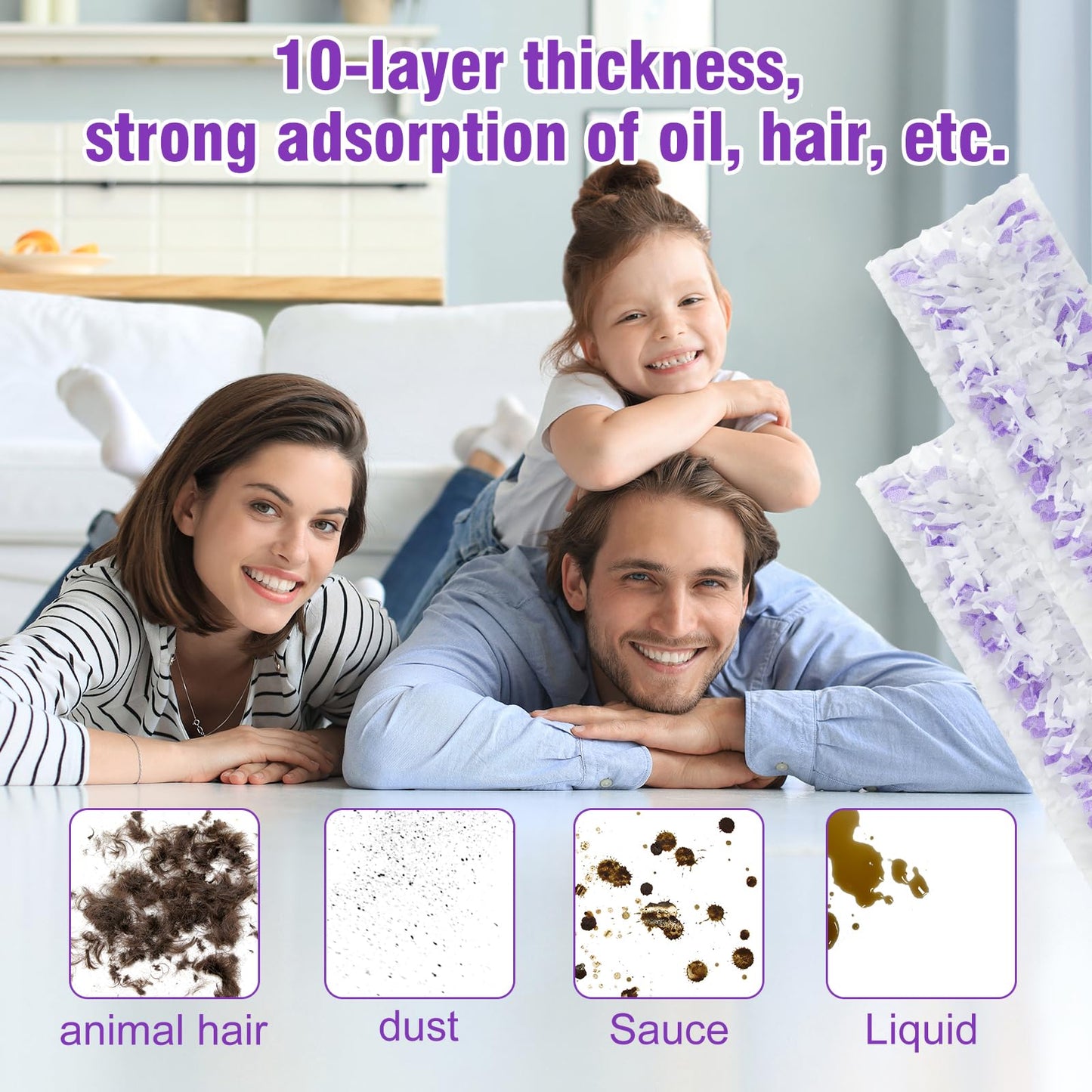 30 Pack Disposable Power Mop Refills Pads for Swiffer Power Mop,Spray Wet Pads Refill for Swiffer,Disposable Swifter Mopping Pads Refills for Multi-Surface Floor Cleaning (Purple-30)