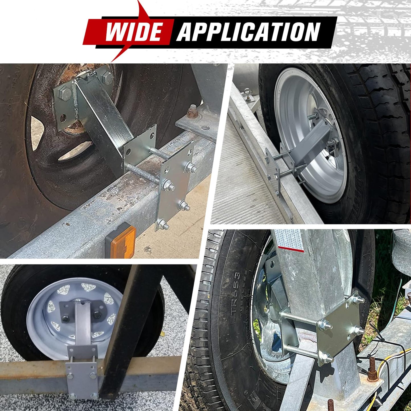 FieryRed Bolt On Spare Tire Bracket Carrier Mount, for Trailer Tounges and Boat Trailers, Fits 4 and 5 Lug Wheels with Various Bolt Patterns