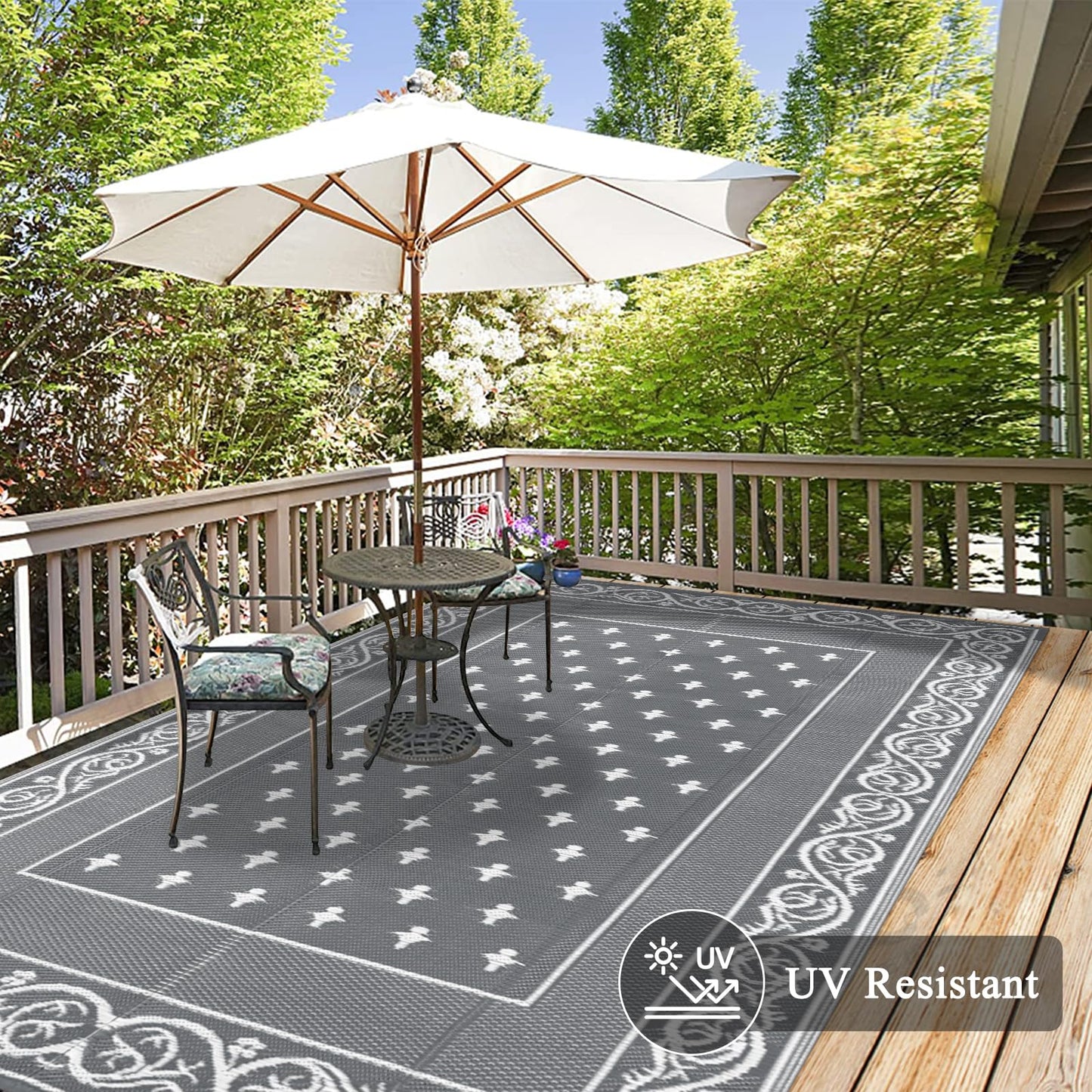 Pauwer Waterproof Outdoor Rug 6'x9', Reversible Outdoor Plastic Straw Rug, Outdoor Patio Rug for Camping, Outside RV Mat, Indoor Outdoor Rugs Carpet for RV, Picnic, Backyard, Deck, Balcony, Porch