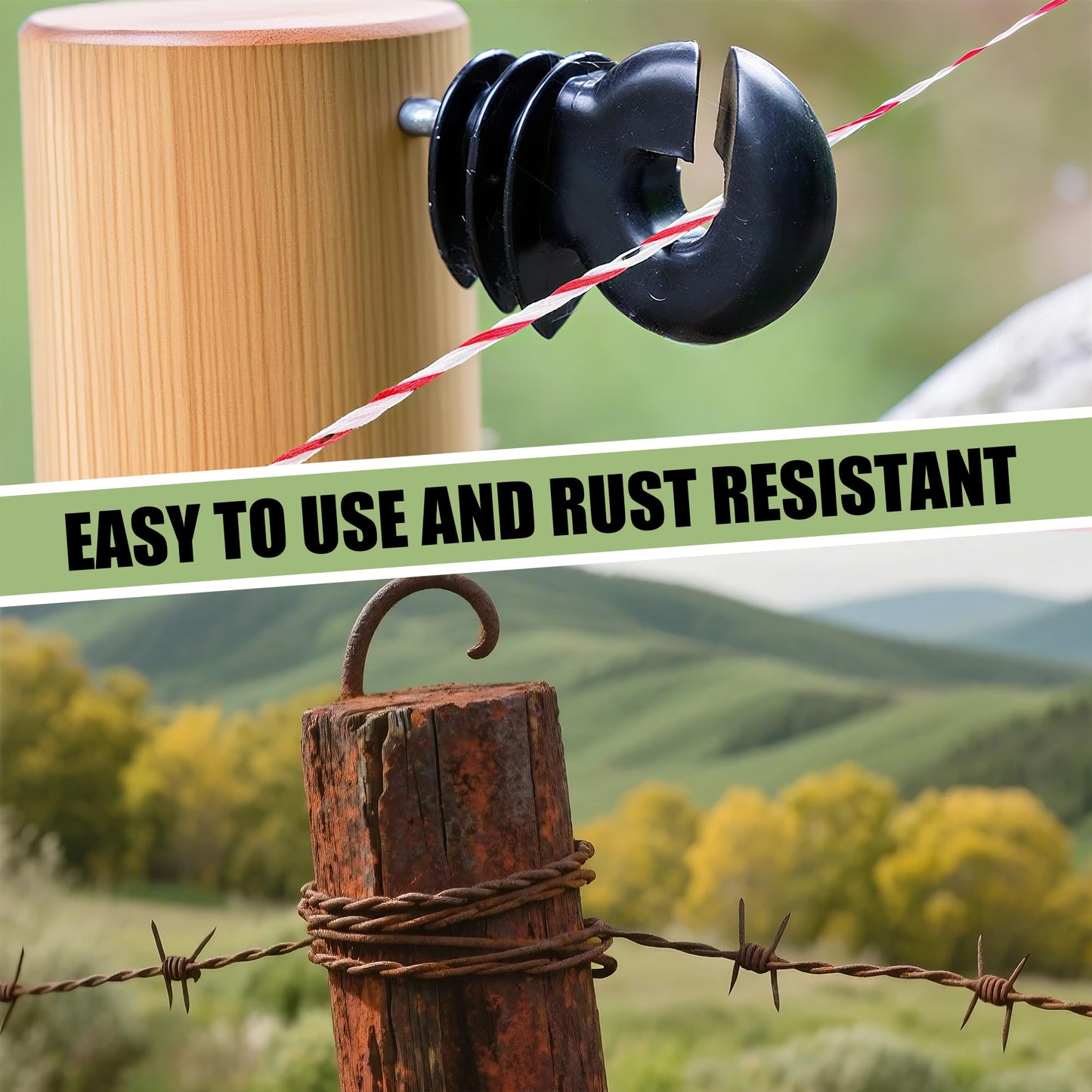 Electric Fence Polywire 1640 Feet 500 Meters, 9 Stainless Steel Strands for High Conductivity, UV & Rust Resistant Portable Electric Fencing Rope for Livestock, Horses, Goats, Dogs, Wildlife Control