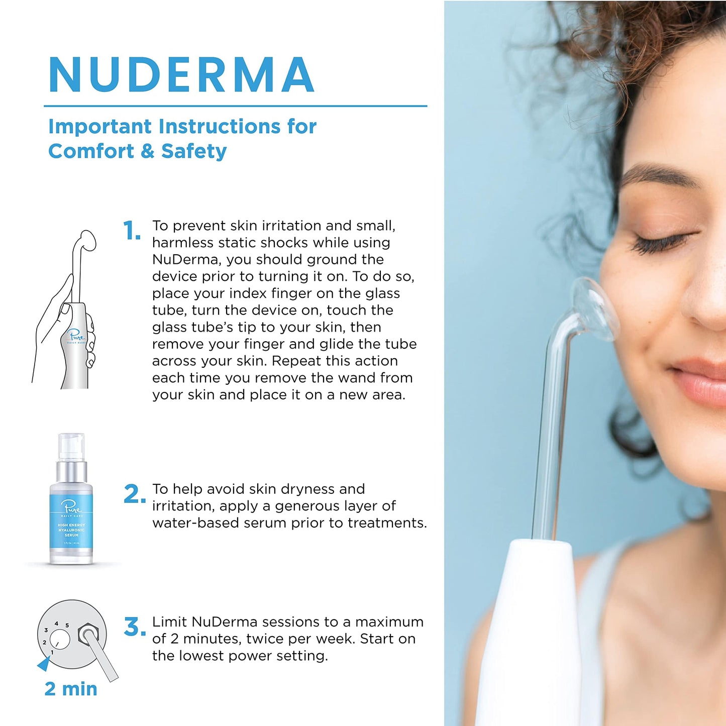 Professional Skin Therapy Wand - NuDerma - Portable Handheld High Frequency Skin Therapy Machine with 6 Neon & Argon Wands - Acne Treatment - Skin Tightening
