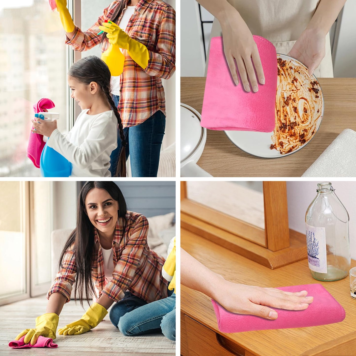 Olutacot 4 Pcs Multicolor Extra Large Microfiber Cleaning Cloth 30 x 20 Inch Reusable Thick Cleaning Towel Washable Solid Color Microfiber Towel for Home Office Window Cars Glass