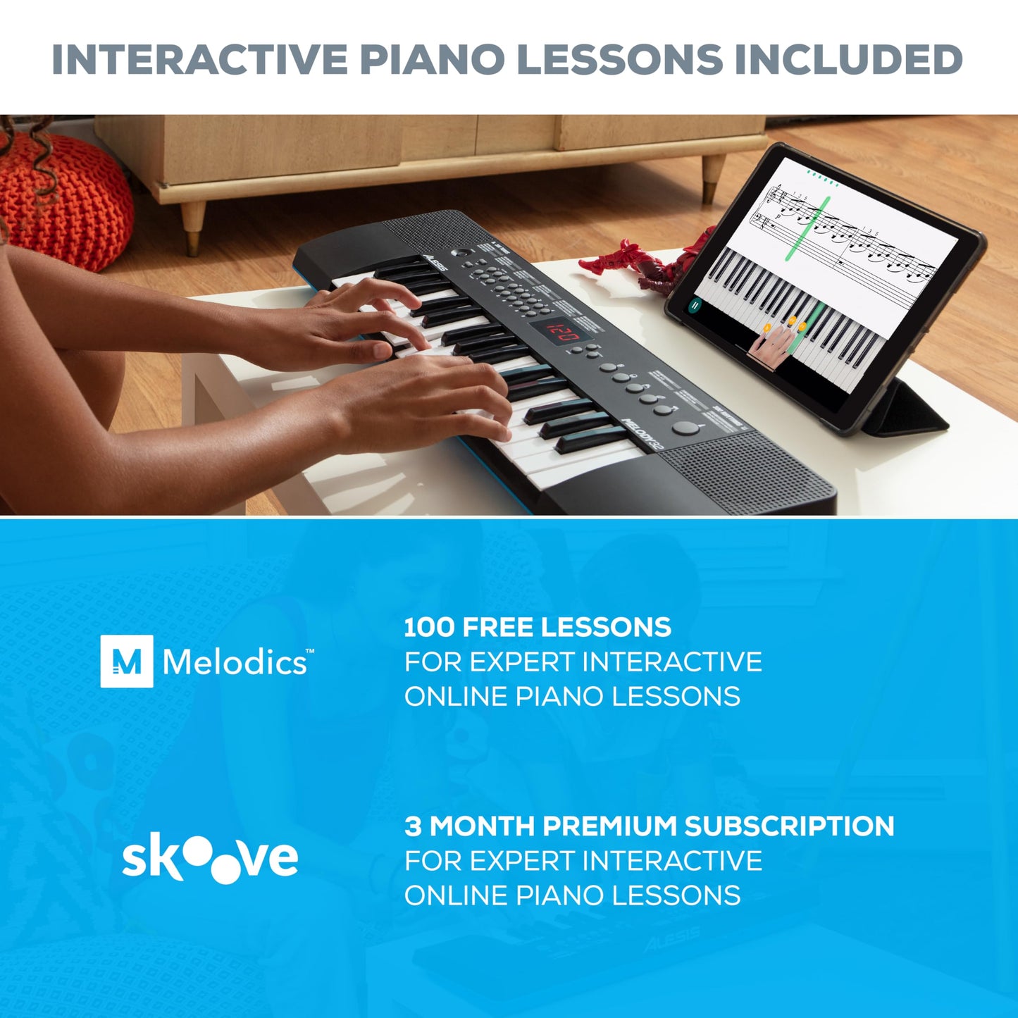 Alesis Melody 32 - Electric Keyboard Digital Piano with 32 Keys, Speakers, 300 Sounds, 300 Rhythms, 40 Songs, USB-MIDI Connectivity and Piano Lessons