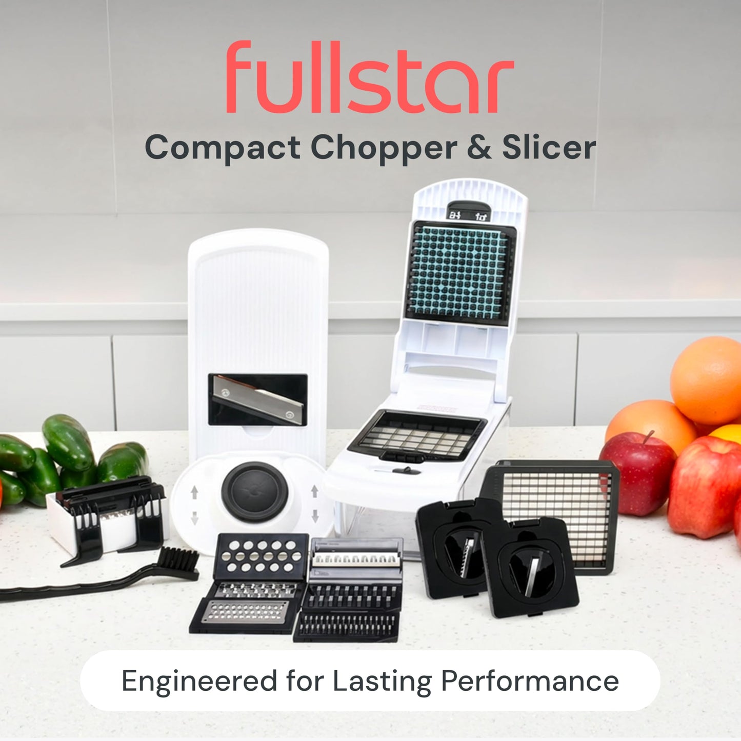 Fullstar Vegetable Chopper & Mandoline Slicer - Julienne Cutter Dicer Grater for Food Veggie Onion Cucumber Tomato Salad Potato Cheese - Kitchen Essentials & Gadgets (PRO 12-in-1, White)