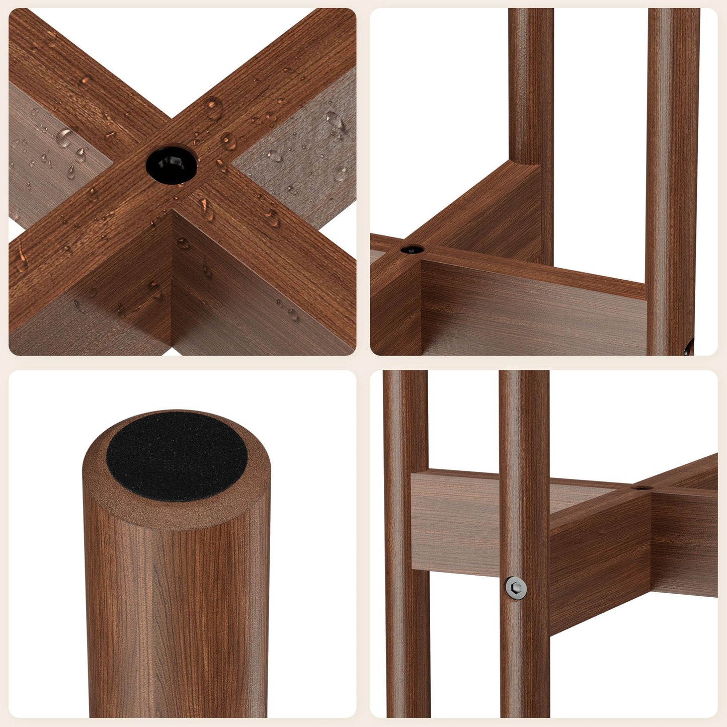 2 Pack Bamboo Plant Stands Indoor, for Up to 10 Inch Pots, Built to Fit Corners, Sturdy & Stable Design, Walnut Finish