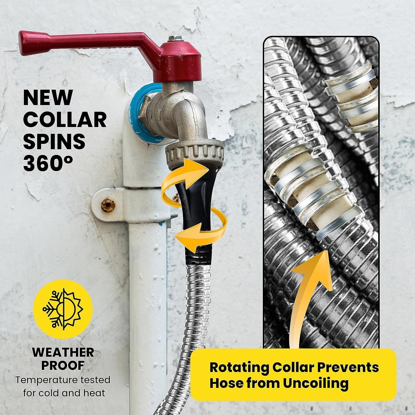 Bionic Steel Pro Metal Garden Hose 100ft, Rust Proof 304 Stainless Steel Water Hose with Brass Fittings, Flexible & Heavy Duty Hose, Lightweight, Kink Free & Easy Coil Outdoor Hose- 2021 Model