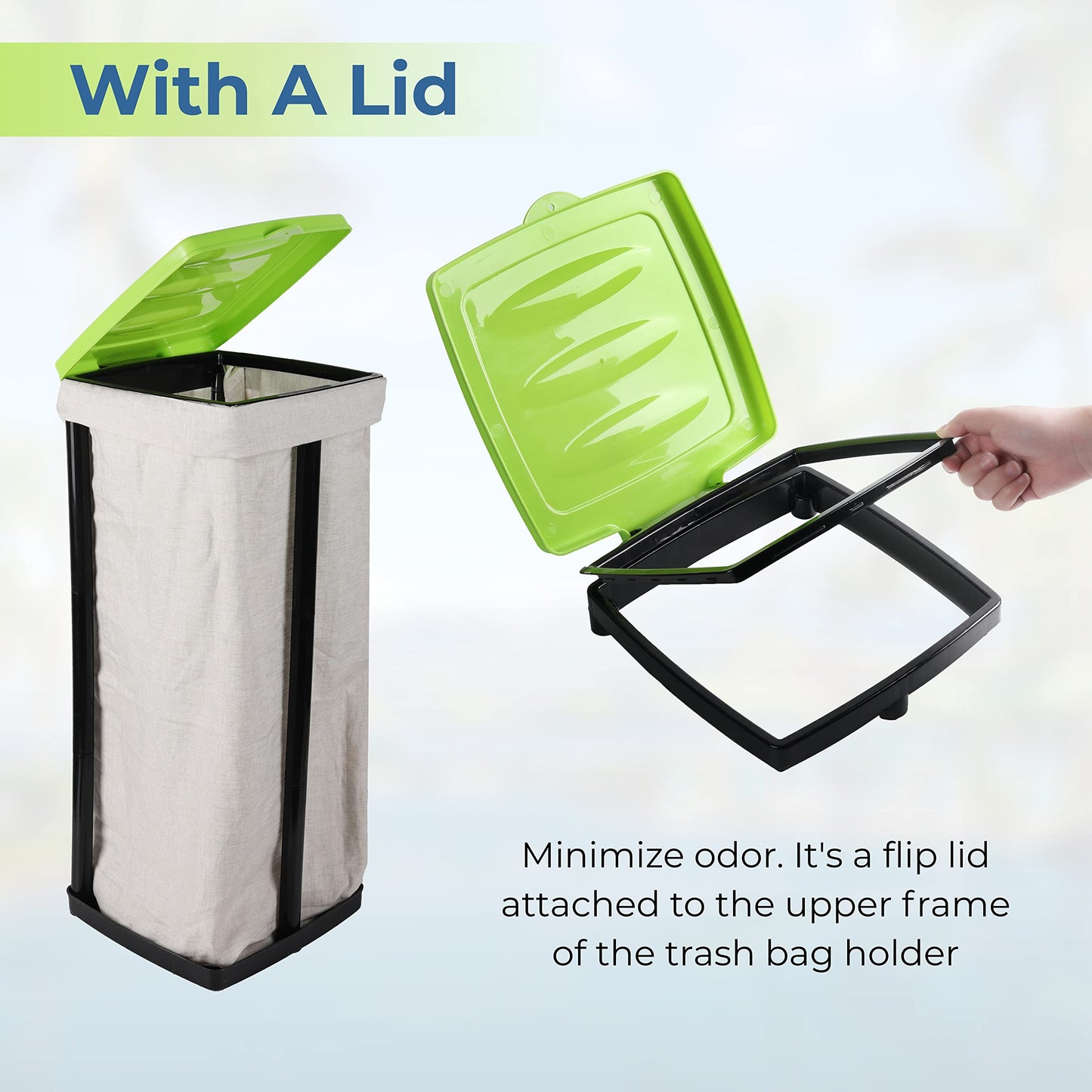 TonGass (Green & Blue, 2-Pack Collapsible Trash Bag Holder, Portable Indoor Outdoor Trashcan Suitable for 13-Gallon Trash Bags, Perfect for Camping Waste Management Solution On The Go