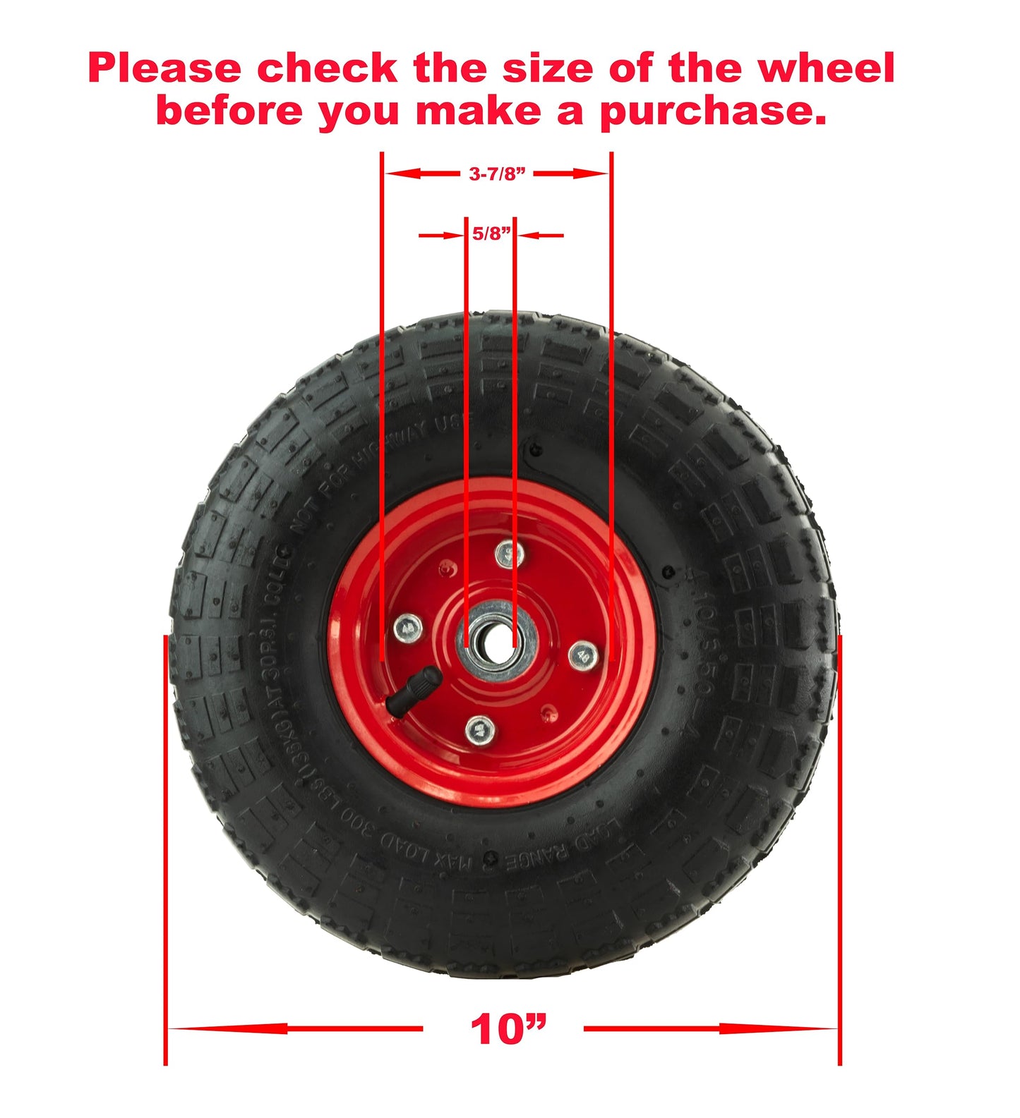 PEAKTOW PTW0001 New 10” 4.10/3.50-4” All Purpose Utility Pneumatic Air Tire on Wheel for Dolly Hand Truck Cart – 2PK