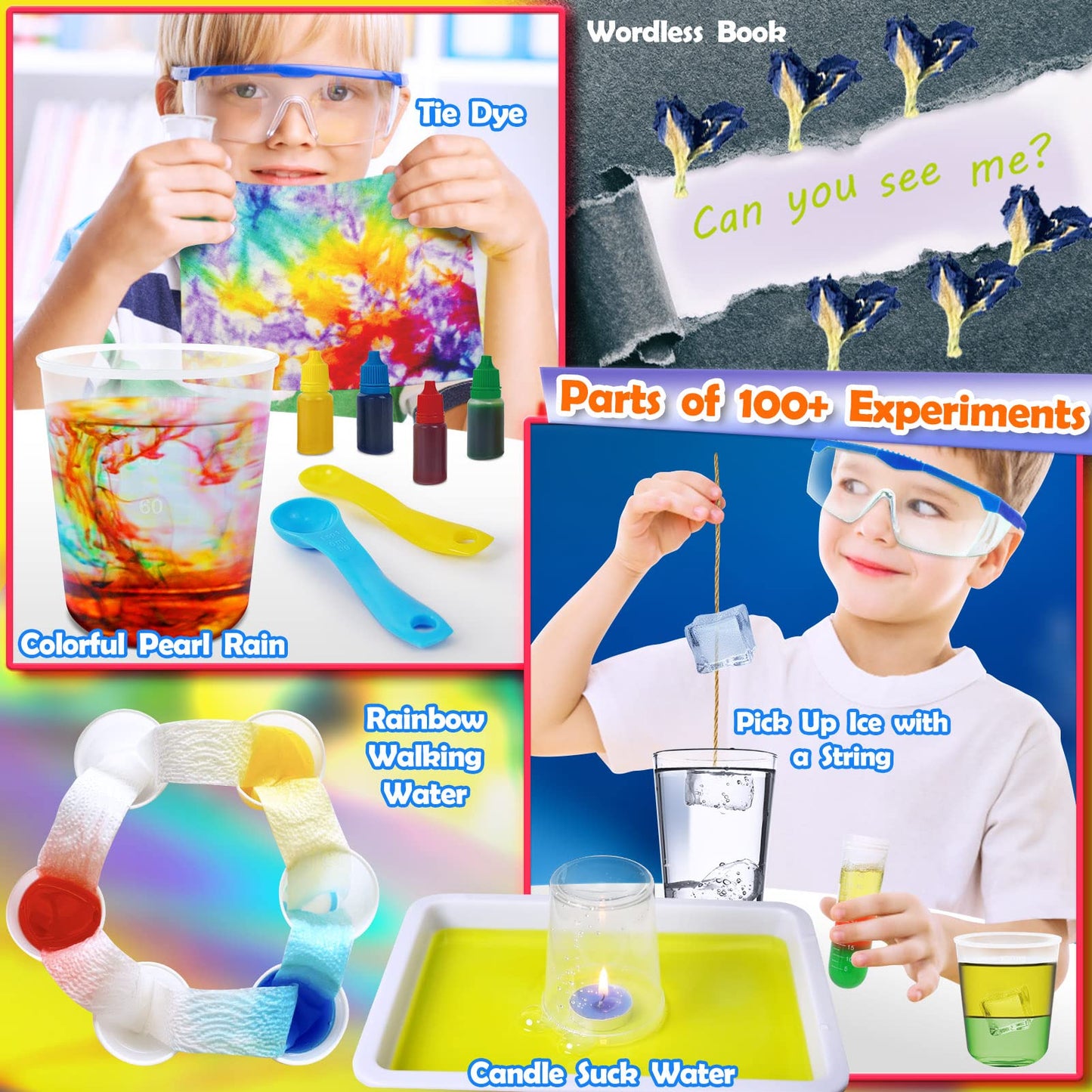 UNGLINGA 100+ Science Lab Experiments Kit for Kids, STEM Activities Educational Scientist Toys Gifts Chemistry Set, Gemstone, Volcano, Glowing Worms, Fizzy Reaction