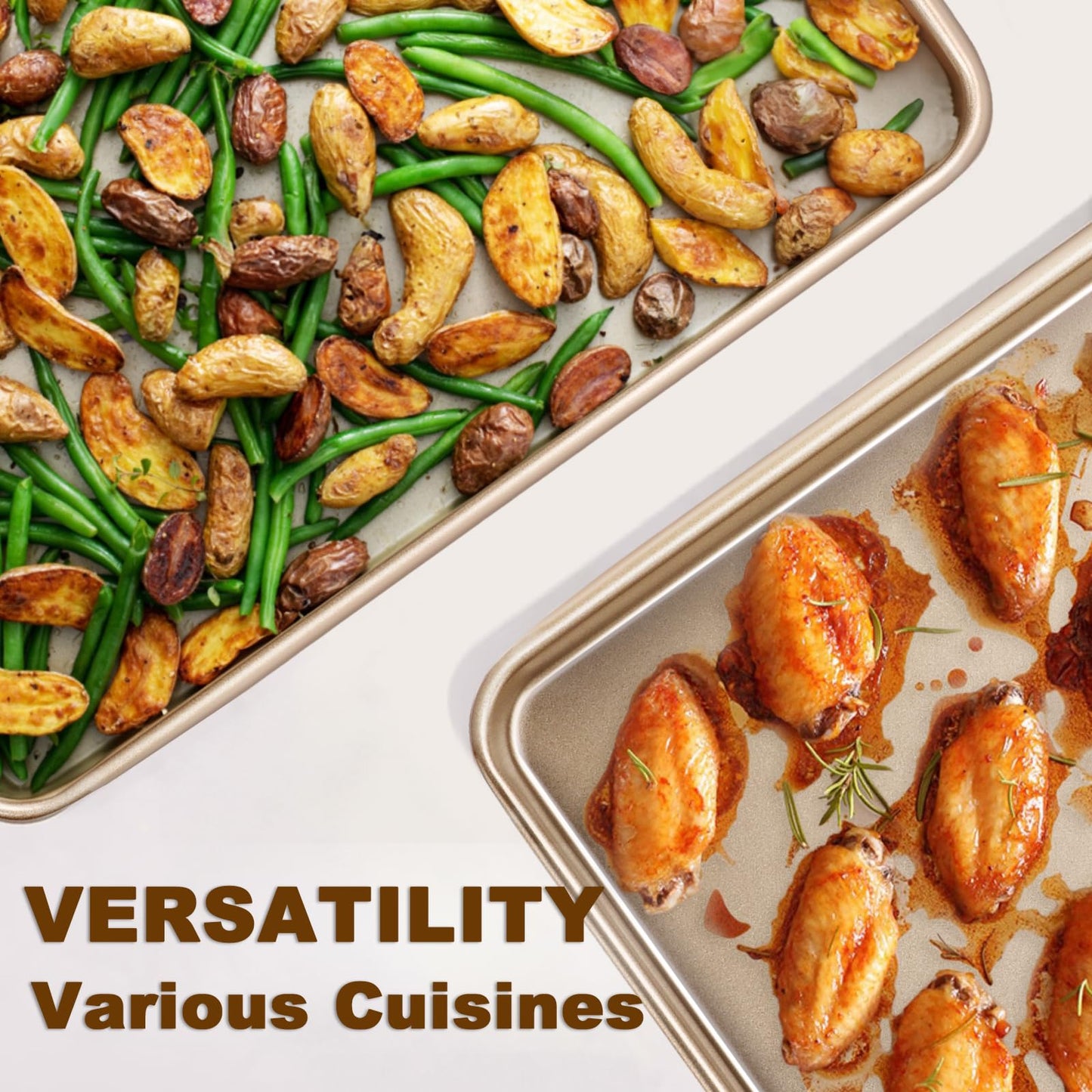 Wildone Baking Sheet Pan Set, Commercial Cookie Sheets for Oven, Nonstick Carbon Steel Half Sheet Pan 17.5x12in, Heavy Duty & Easy Clean（2 Pack）