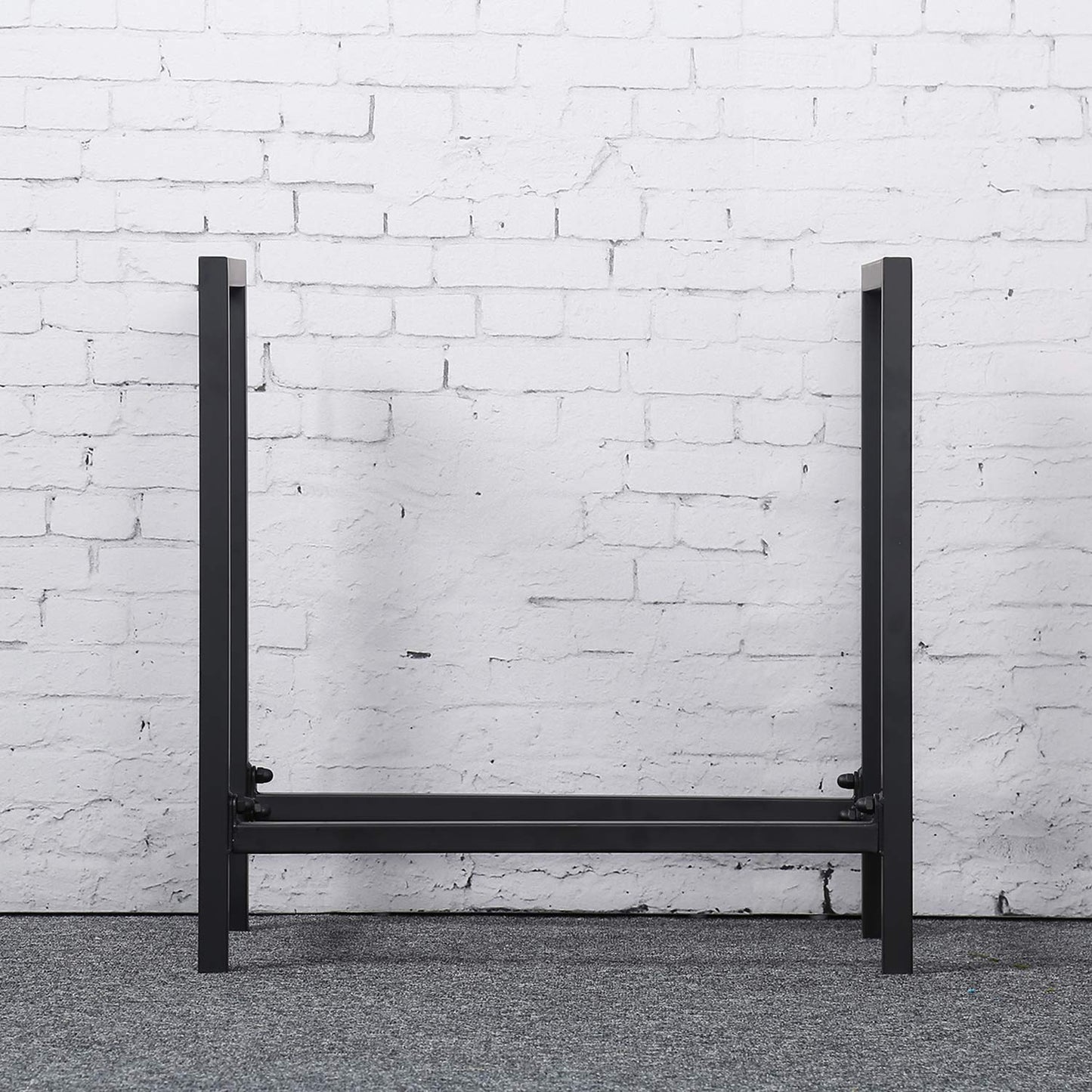 MBQQ Industrial Rustic 24" Firewood Log Rack for Home Fireplace Decoration, Indoor/Outdoor Wrought Iron Firewood Holder, Metal Lumber Storage Rack, Black