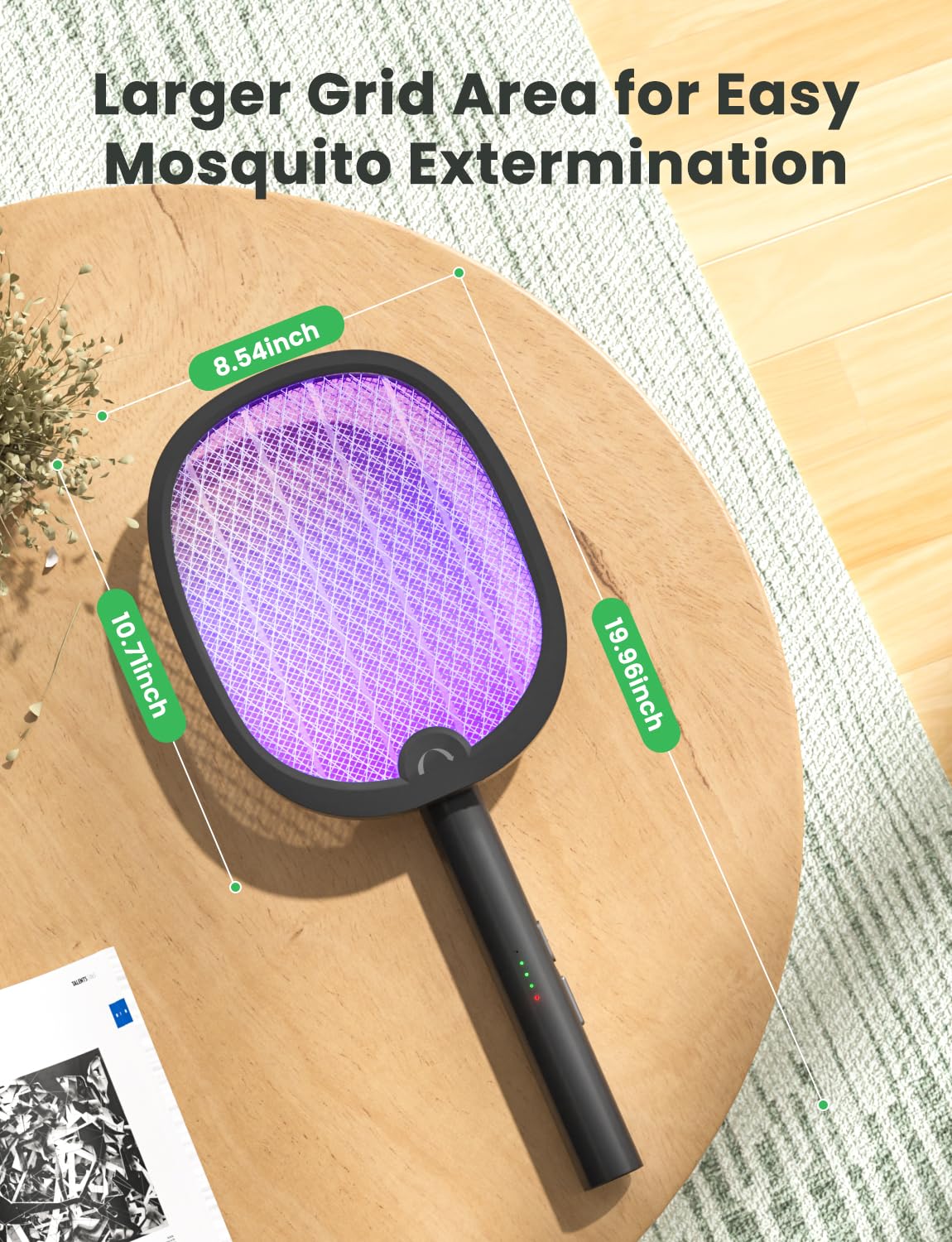 YISSVIC Fly Swatter Electric Bug Zapper Racket 4000 Volt Rechargeable Fly Zapper Indoor Outdoor Dual Modes with Attractant Light (Black 2 Pack)