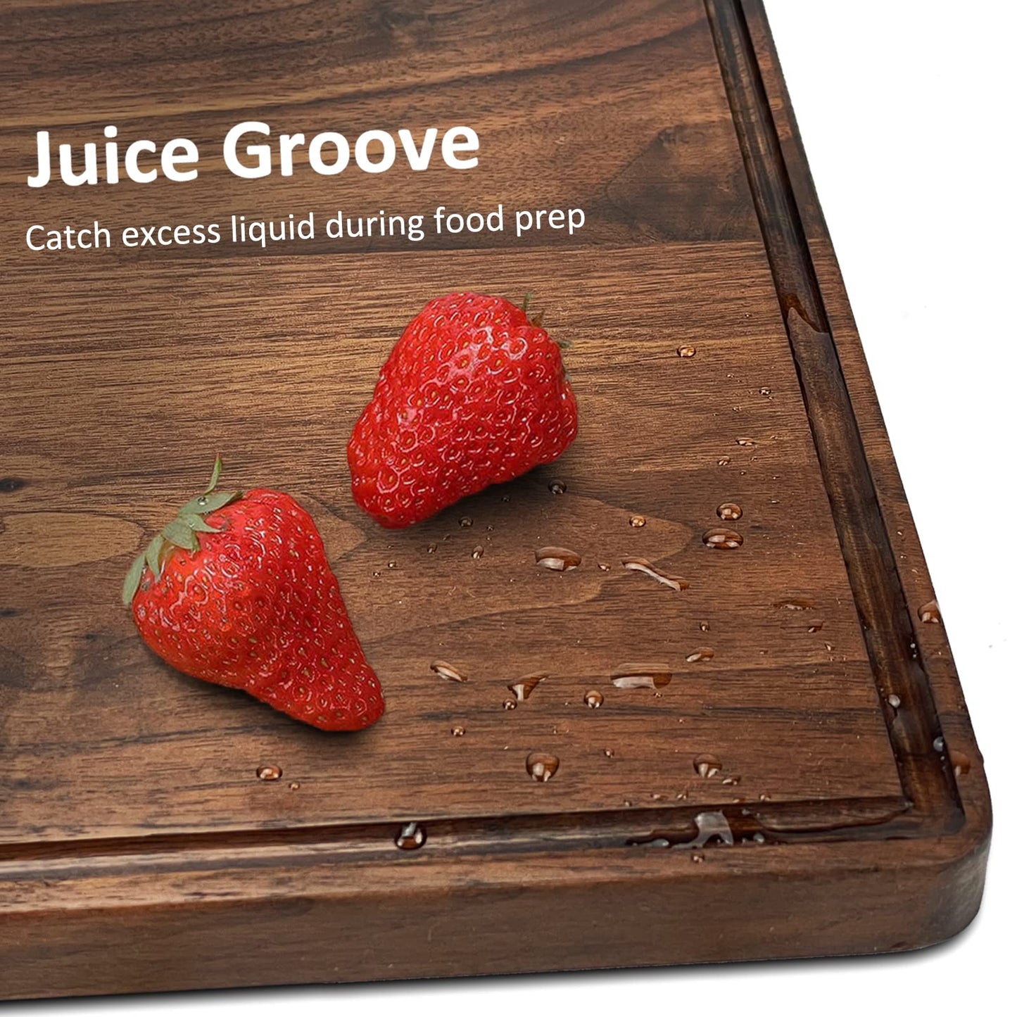 MAGIGO 17 x 11 Inches Rectangle Walnut Wood Cutting Board for Kitchen, Wooden Chopping Board with Juice Grooves