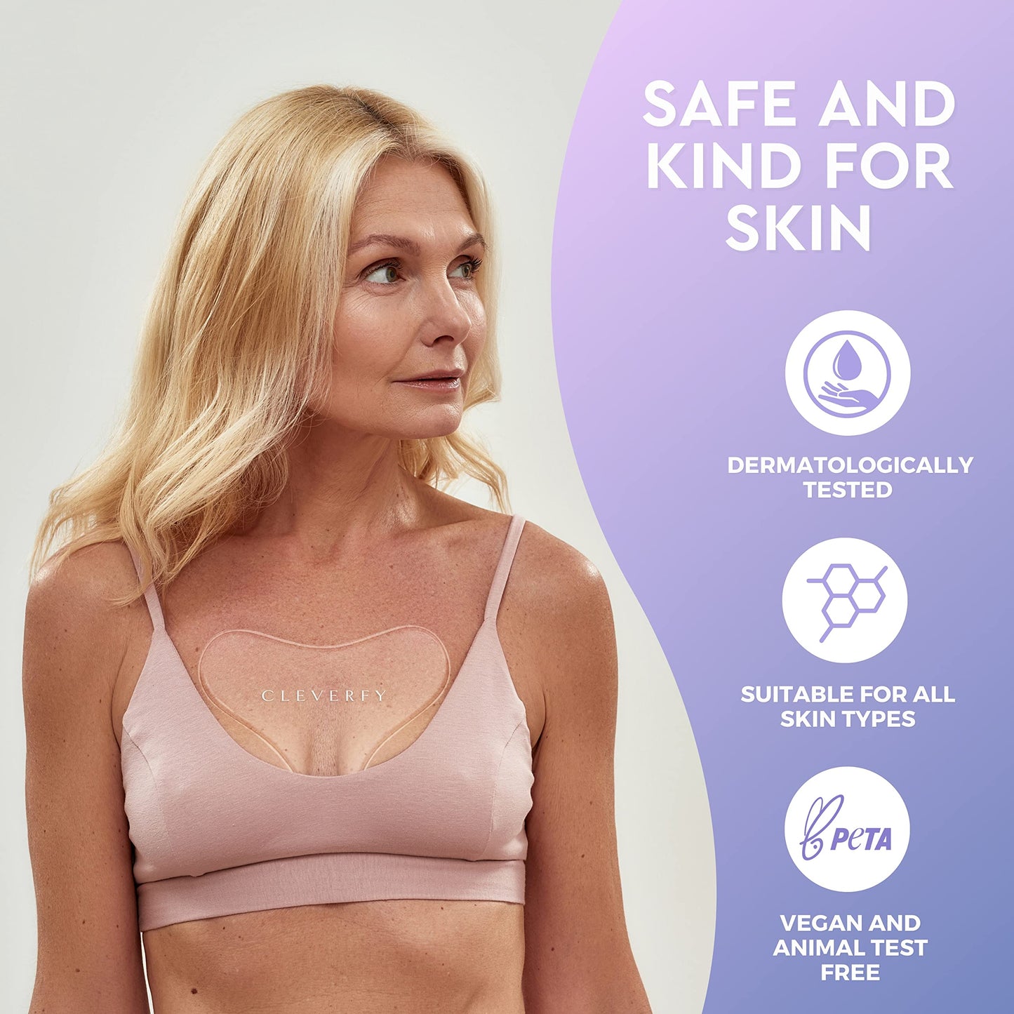 Cleverfy Silicone Chest Wrinkle Pads for Décolleté - 6-Pack of T-Shape Reusable Anti-Wrinkle Patches