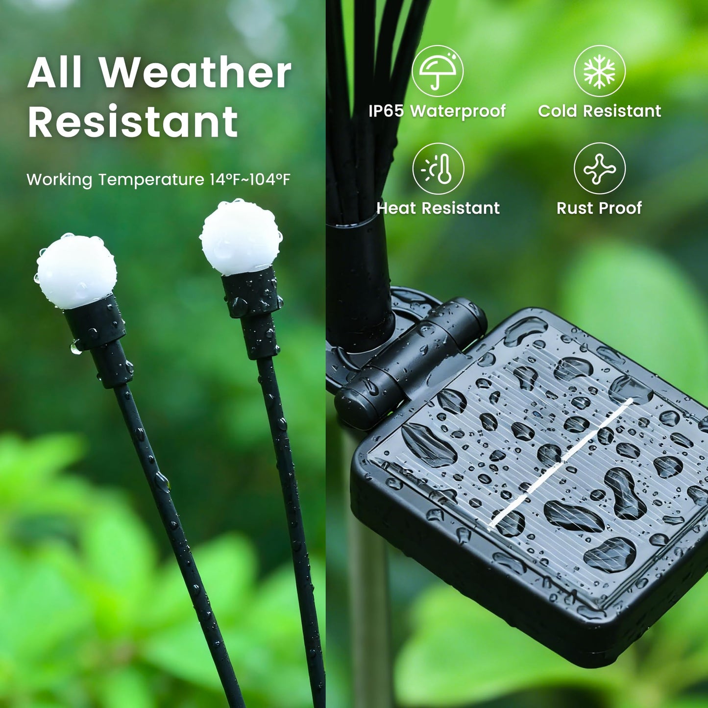 PATIOPIA Solar Garden Lights, 40 LED Firefly Garden Lights Swaying Solar Lights Outdoor Waterproof, Warm White Firefly Outdoor Decorative Lights, Garden Yard, Patio Decoration Gardening Gifts (4 Pack)