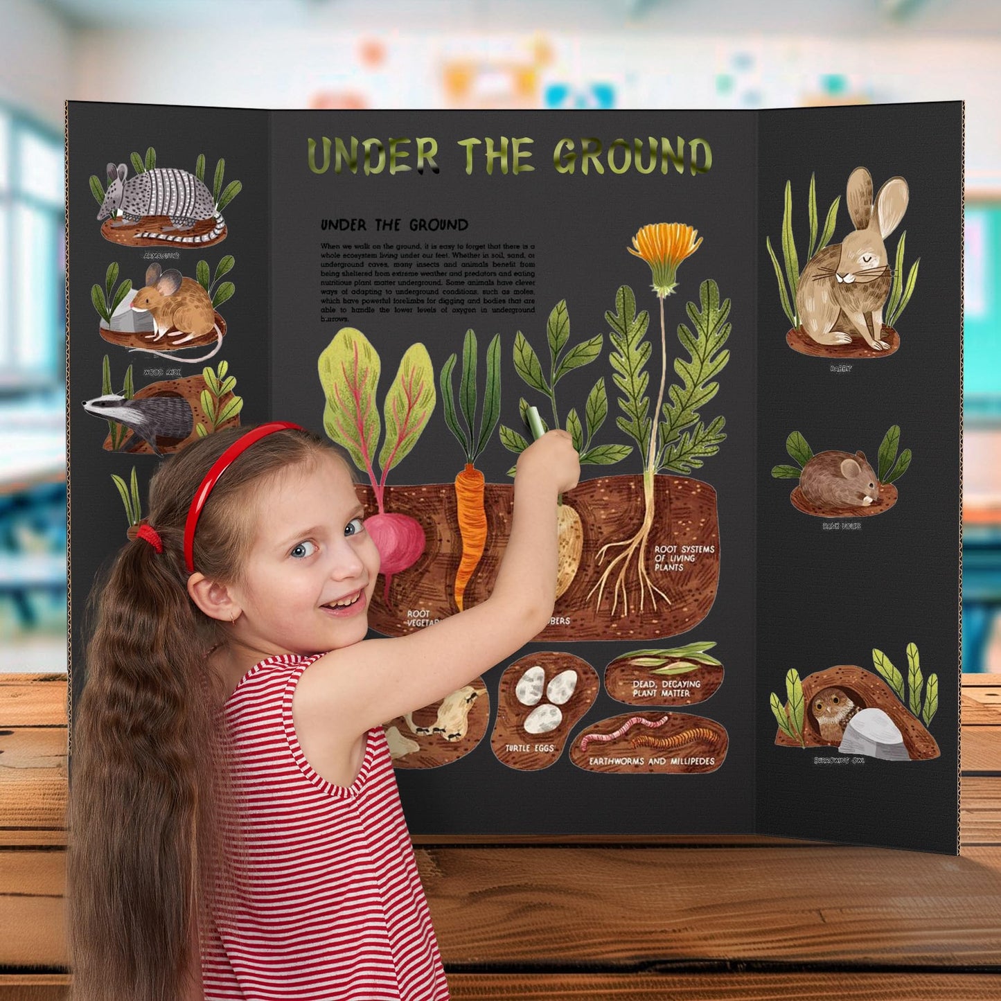 AKONEGE 4 Pack 36" x 48" Trifold Poster Board for Presentation, Black Corrugated Cardboard Large Tri Fold Poster Board for Science Fair, Office & School Projects, Photo Displays, Exhibitions Event