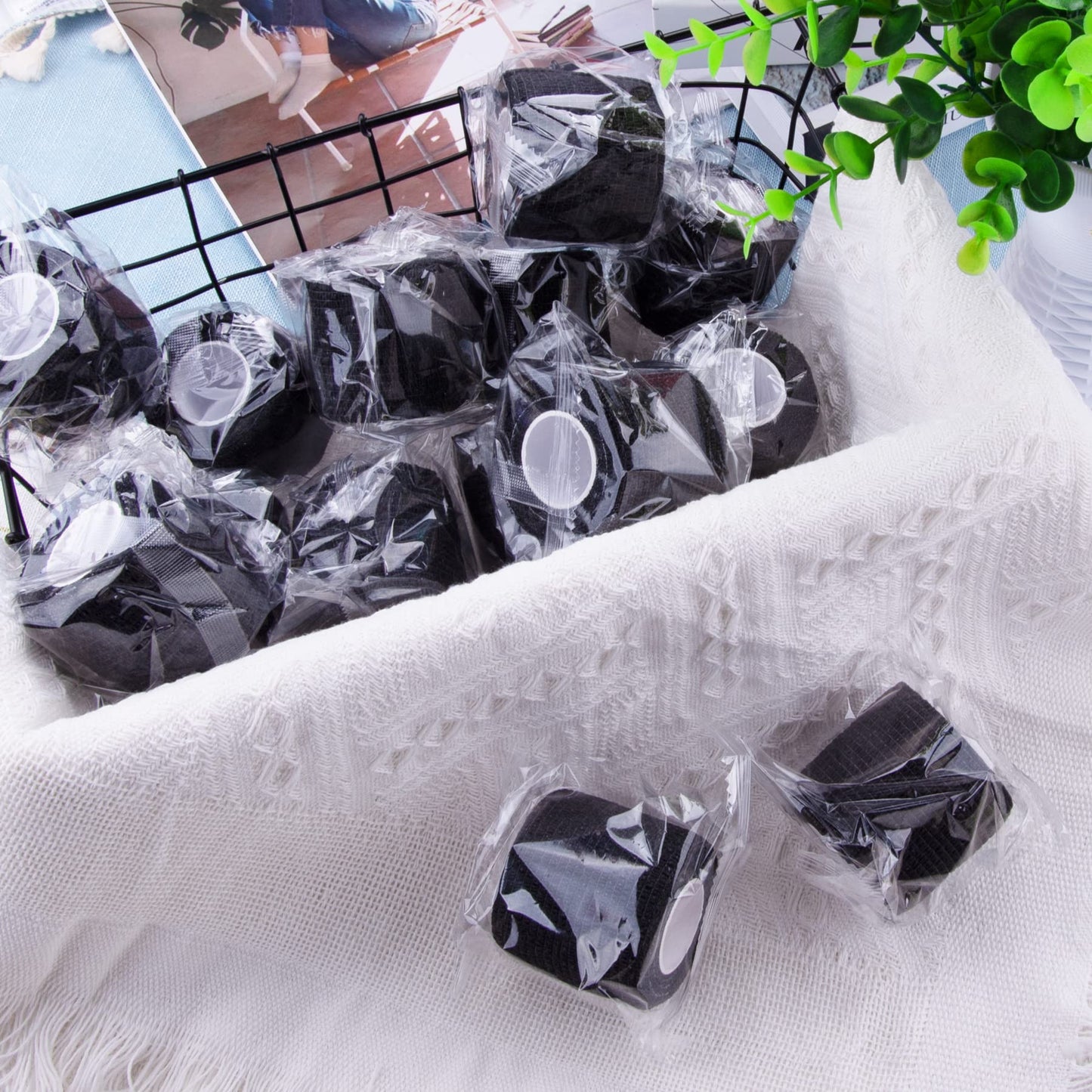 BQTQ 72 Rolls Self Adherent Bandage Cohesive Wrap Athletic Tape 2" x 5 Yards Breathable Stretch Wrap Sports wrap Cohesive Bandage Tape Roll for Ankle Sprains & Swelling,Human, Animals(Black Color)