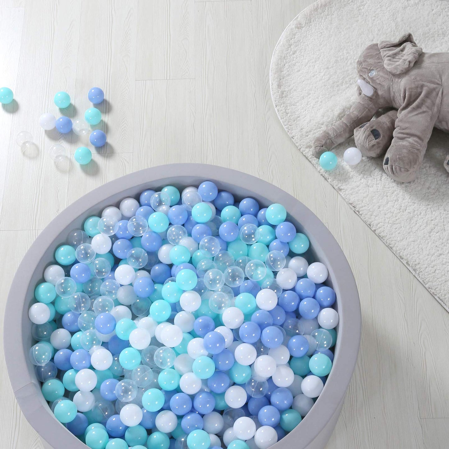 Balls for Ball Pit, 2.4 in, 100 BPA Free Phthalate Free Non-Toxic Play Plastic Balls for Toddlers Baby Kids Party Tent Party, Green+ Blue+ White
