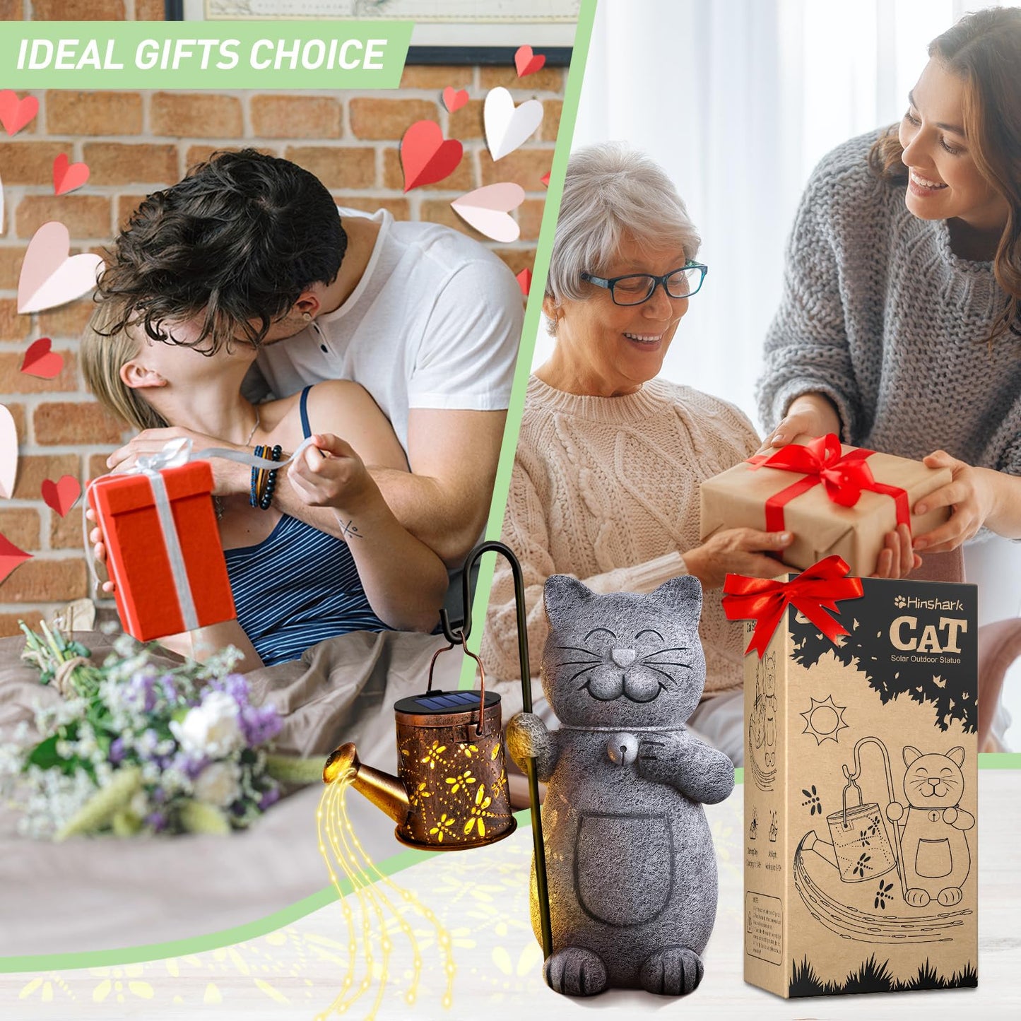 Gifts for Women, Mothers Day Mom Gifts for Mom, Solar Garden Cat Decor Outdoor Statues, Anniversary Birthday Gifts for Women Her Grandma, Gardening Cat Lovers Gift, House Warming Gift New Home
