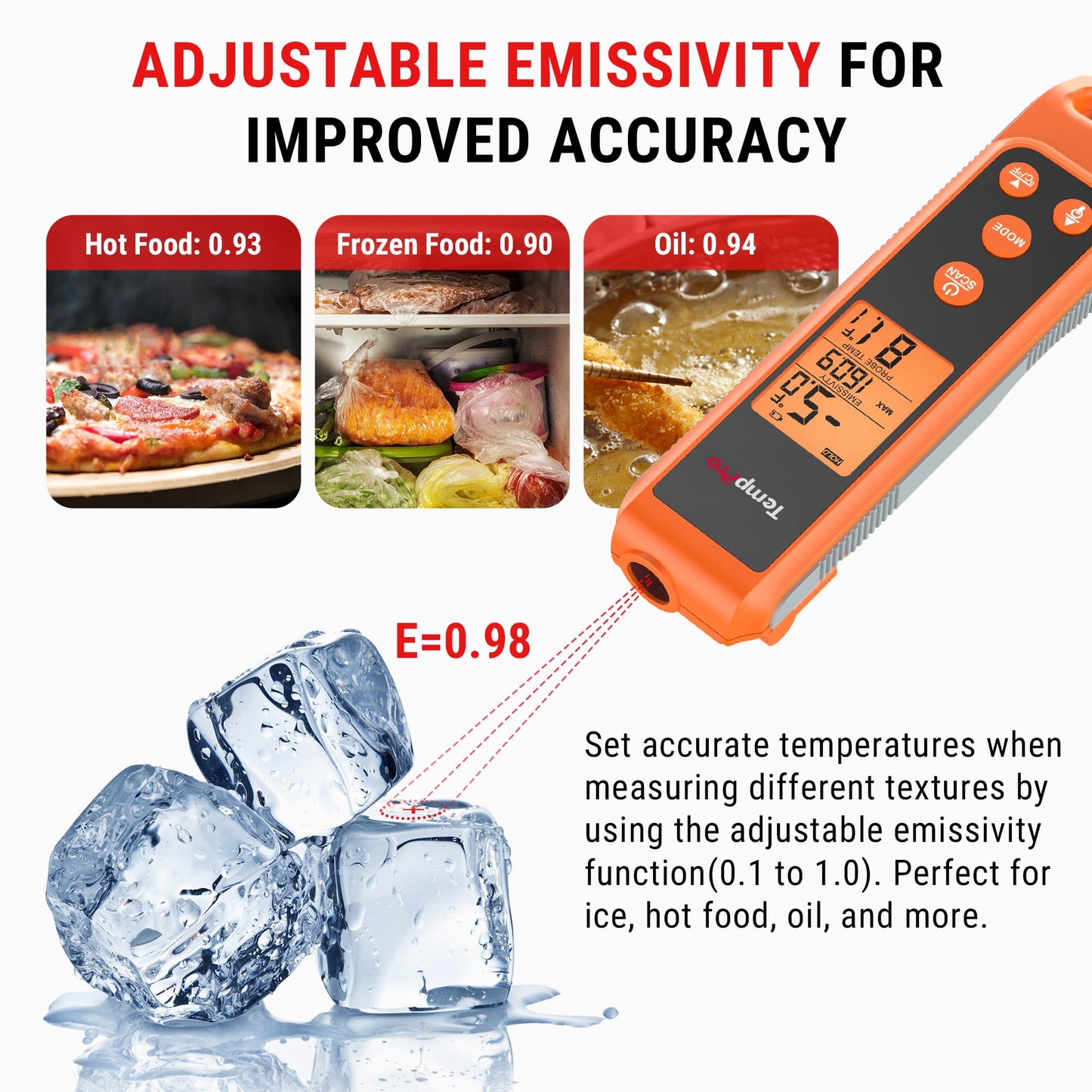 TempPro TP420 2-in-1 Instant Read Thermometer for Cooking, Infrared Thermometer Cooking Thermometer, Non-Contact Laser Meat Thermometer for Griddle Grill Pizza Oven HVAC Pool (Previously ThermoPro)