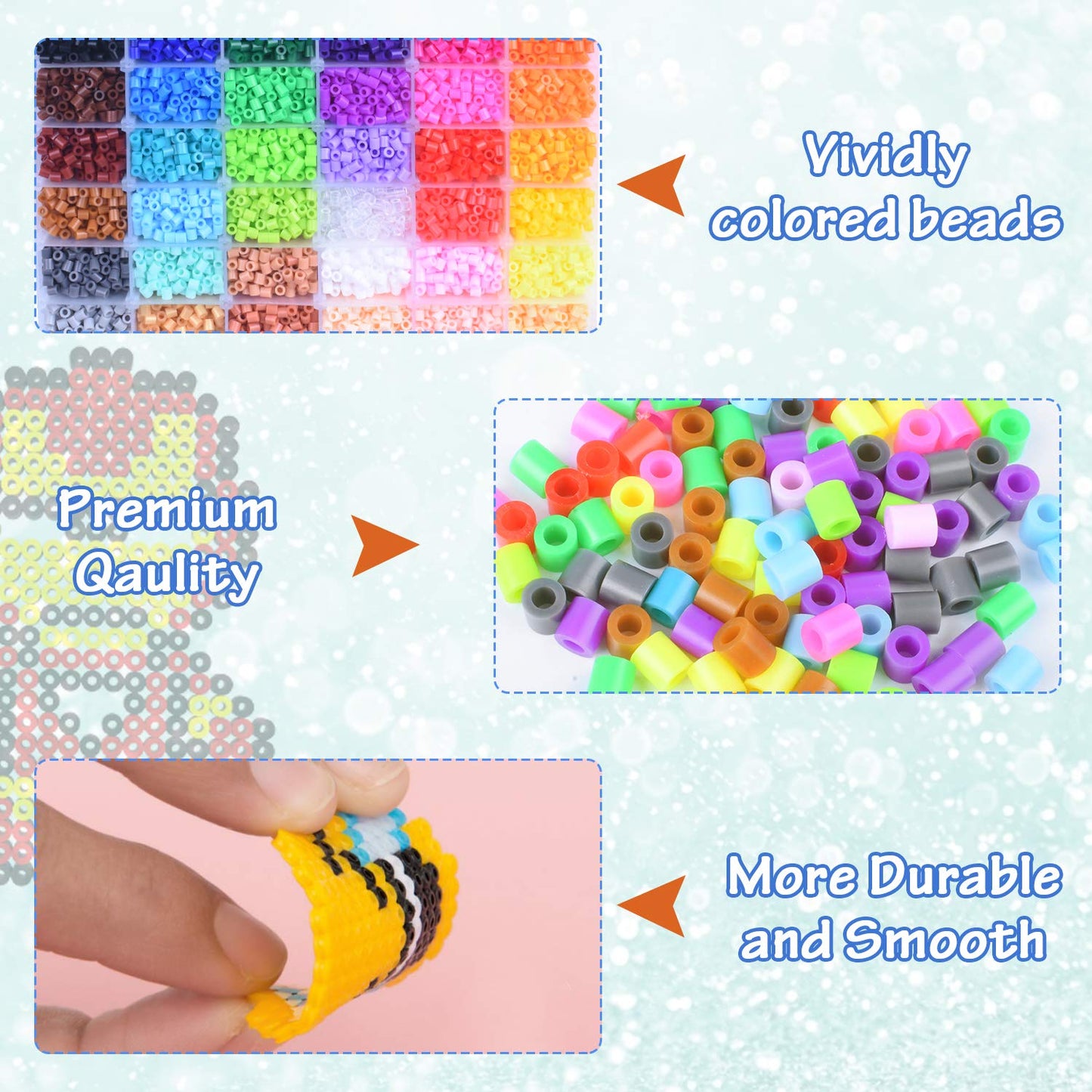 36 Colors Fuse Beads Kit, 10000 Pcs 5mm Melty Beads with 90 Patterns, 4 Pegboards, Ironing Paper and Accessories, DIY Craft Art Kit for Kids Ages 5-12, Gift