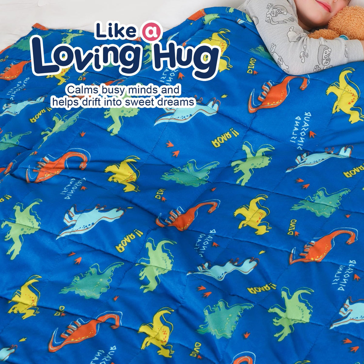 Kivik Weighted Blanket 3lb, Washable Breathable Heavy Blankets Throw, Sleeping & Calming for Bed Couch School, Cooling Microfiber, 36x48 Inches, 3 Pound, Blue Dinosaur
