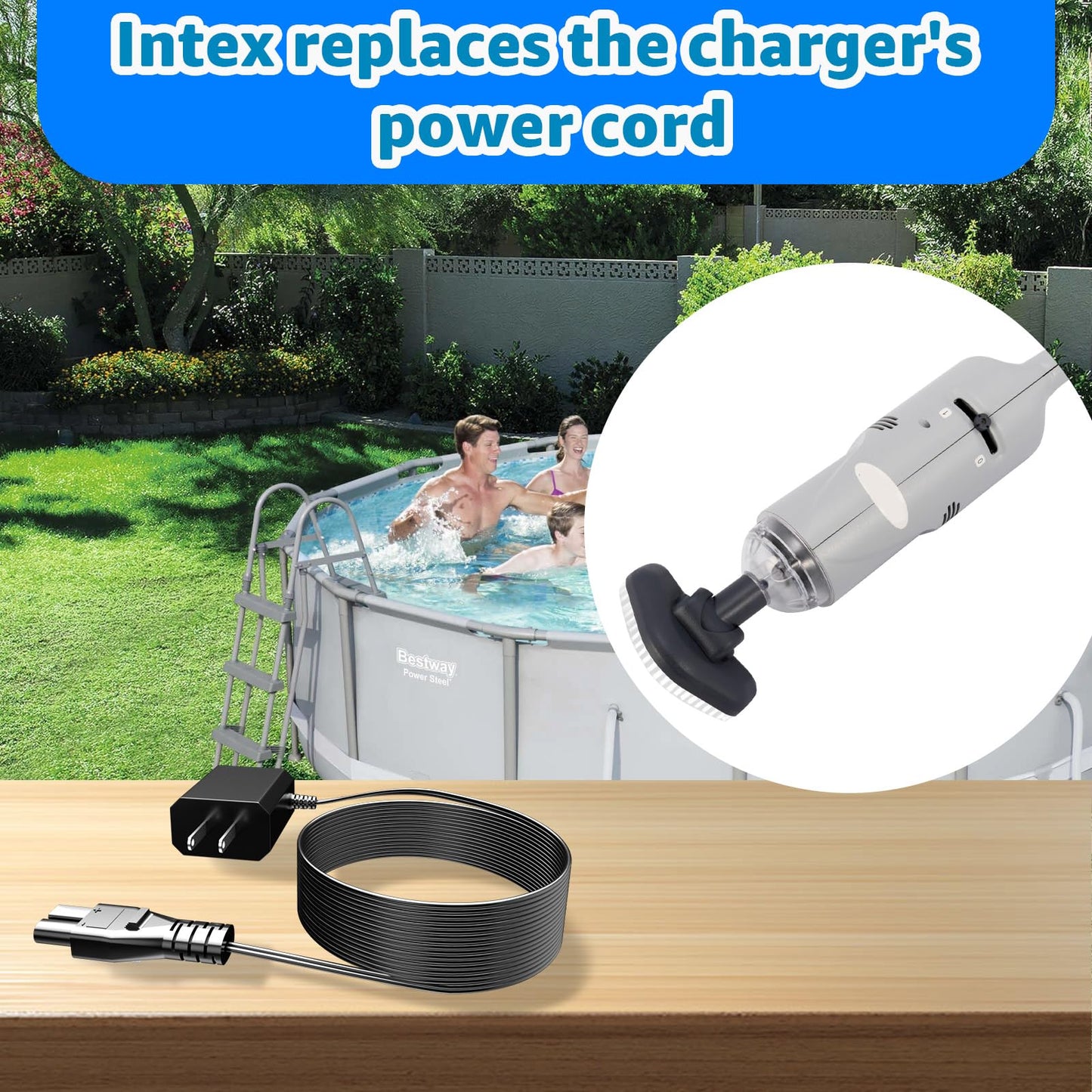 Norward Charger Replacement for Intex 28620EP Handheld Pool Vacuum Power, Compatible with Intex CL1704 28620 28620E CL1704 Pool Vacuum Adapter Supply