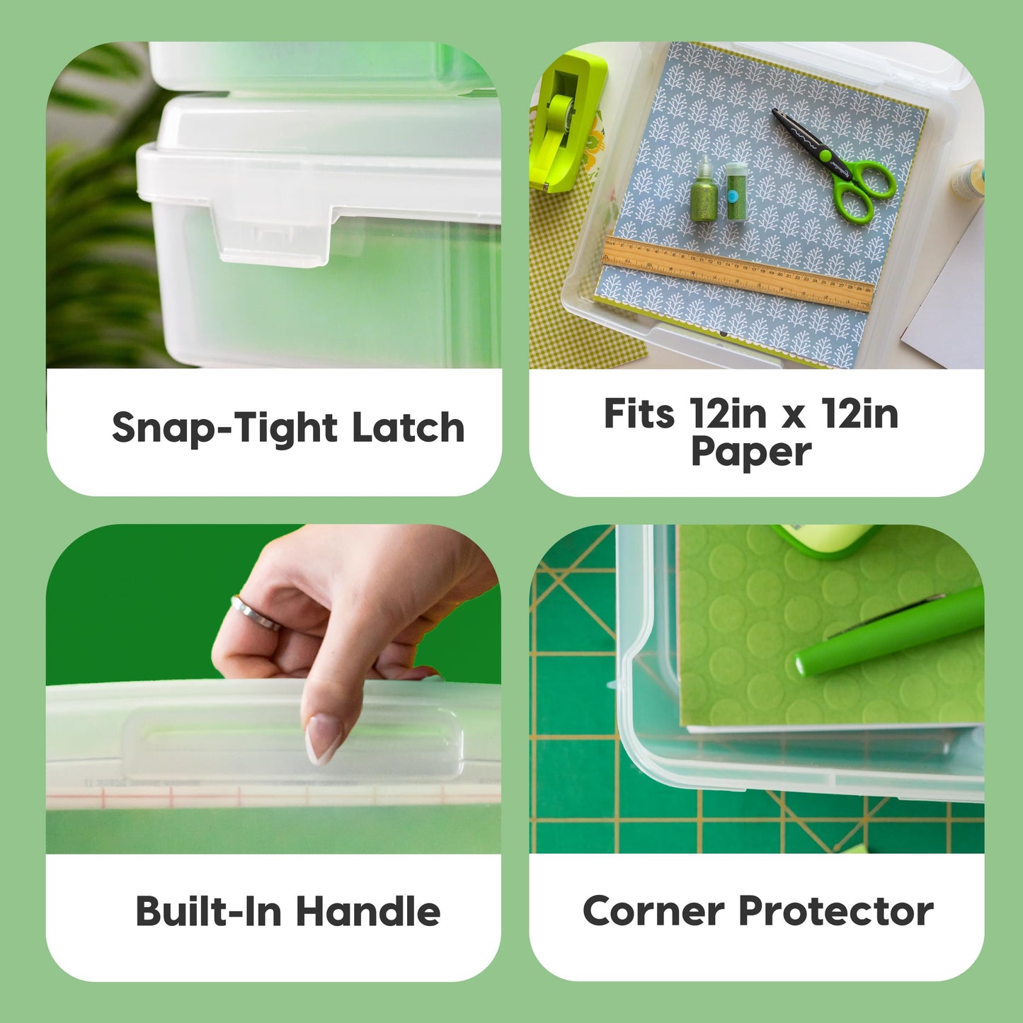 IRIS 12x12 Scrapbook Paper Storage Boxes, Clear Plastic Craft Storage Organizer Case with Lid, Art & Craft Paper Organizer for Documents & Supplies, Stackable Storage Containers – 6 Pack