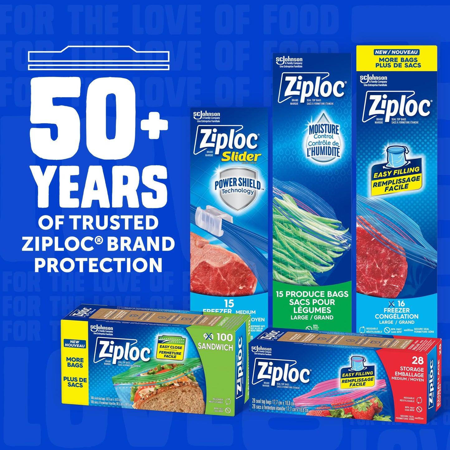 Ziploc® Medium and Large Freezer Bags, Prevents Freezer Burn, Microwave & Freezer Safe, New Stay-Open Design, Stand-Up Bottom, BPA Free, Value Pack 3pk