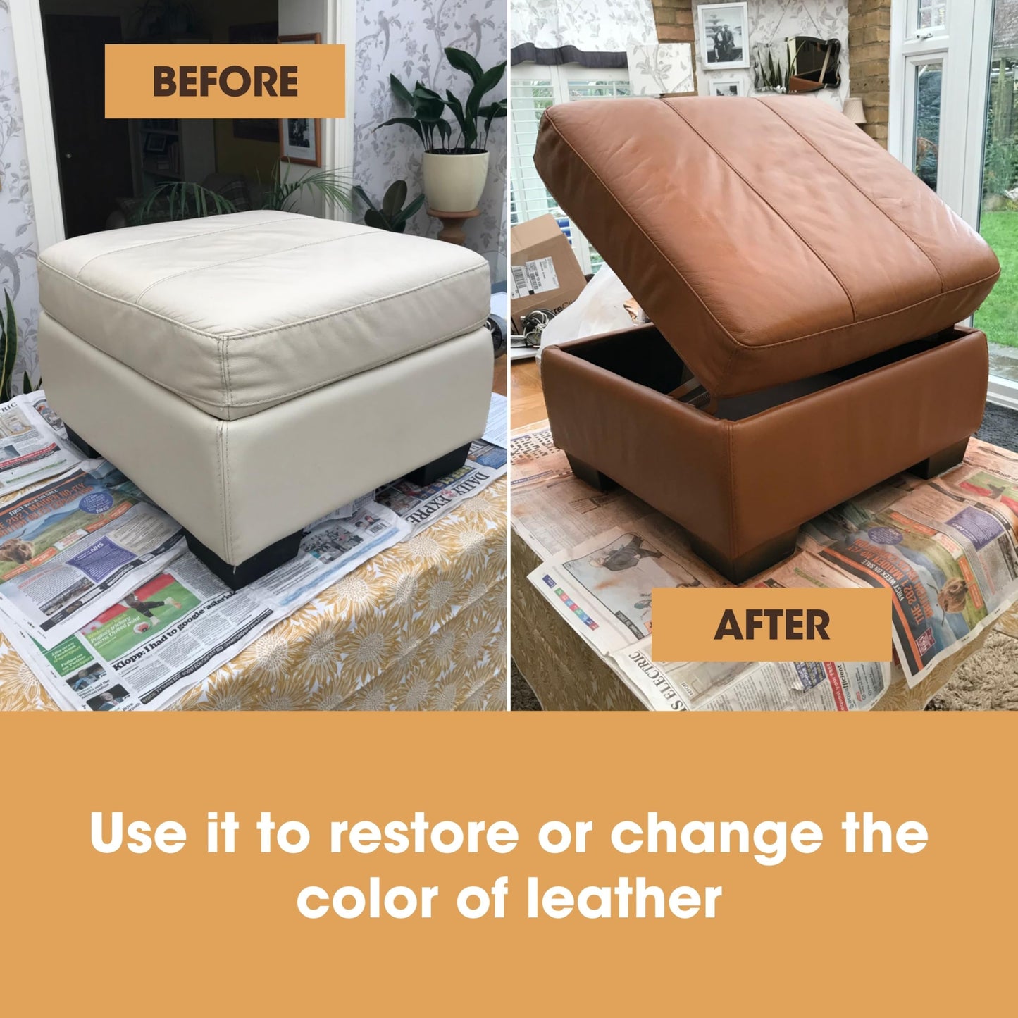 Furniture Clinic Leather Repair Paint | 2-in-1 Seal and Color | Use on Scratches, Tears, and Holes in Car Seats, Furniture | Quick and Easy Leather Repair Kit for Furniture (Black, 250ml/8.5oz)