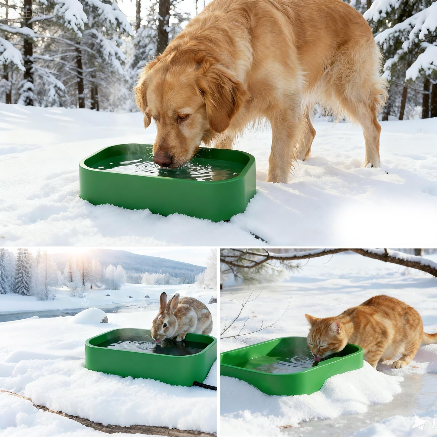 1.45Gal/5.5L Extra Large Pet Heated Water Bowl for Dog Cats Rabbit Chicken Duck Squirrel, Indoor & Outdoor Antifreezing Winter Heated Food & Water Bowl Dish, Thickened Design, BPA-Free, Plug and Play