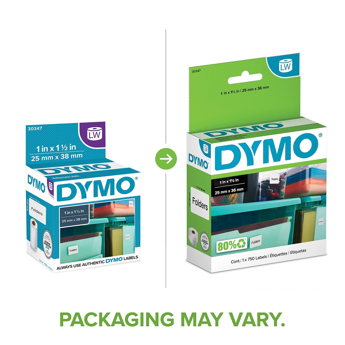 DYMO LW Book Spine Labels for LabelWriter Label Printers, White, 1'' x 1-1/2'', 1 roll of 750 (30347)