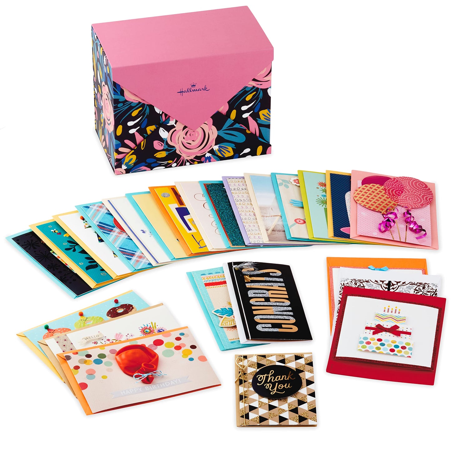 Hallmark Pack of 24 Handmade Assorted Boxed Greeting Cards, Modern Floral—Birthday Cards, Baby Shower Cards, Wedding Cards, Sympathy Cards, Thinking of You Cards, Thank You Cards