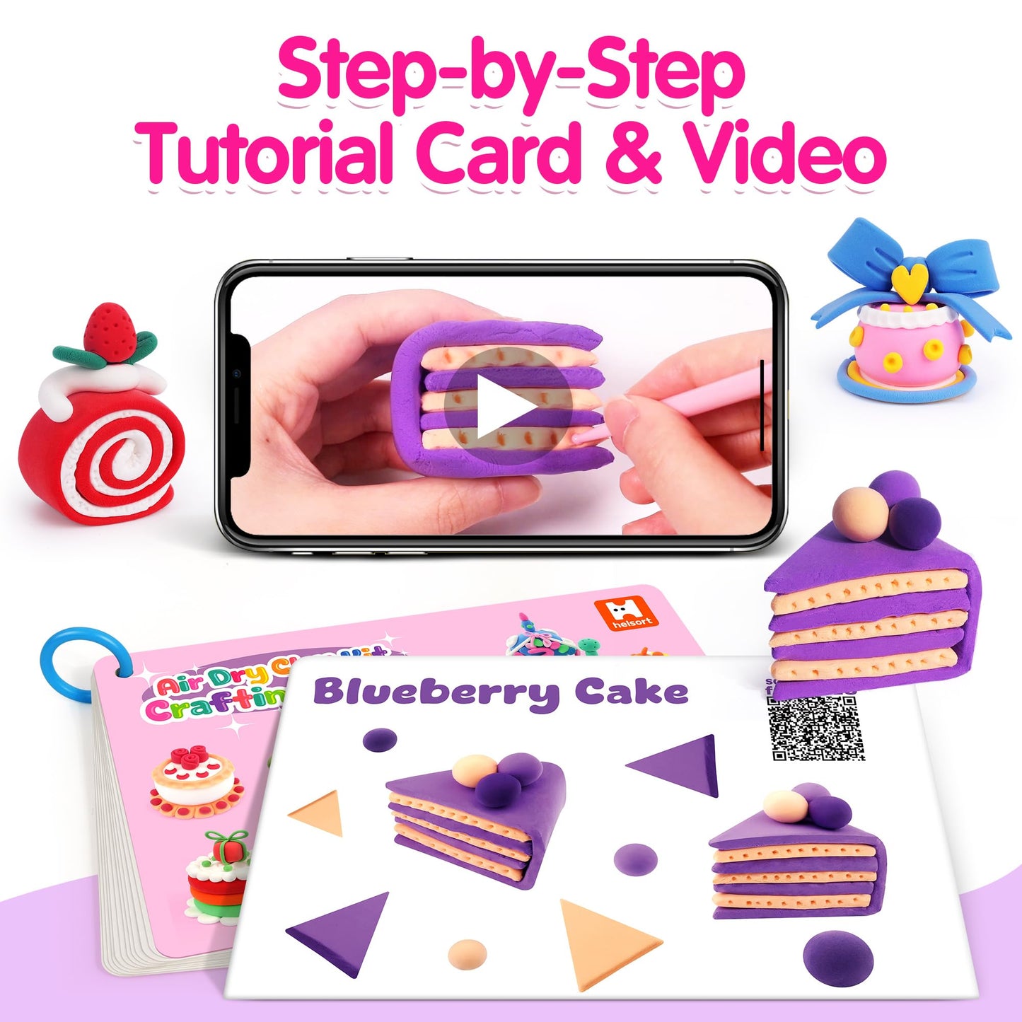 Air Dry Clay for Kids, 12 Boxes Modeling Clay Kit, DIY Molding Clay with Sculpting Tools and Tutorial, Ultra Light, Safe & Non-Toxic, Arts and Crafts Toys Birthday Christmas Gifts for Boys Girls