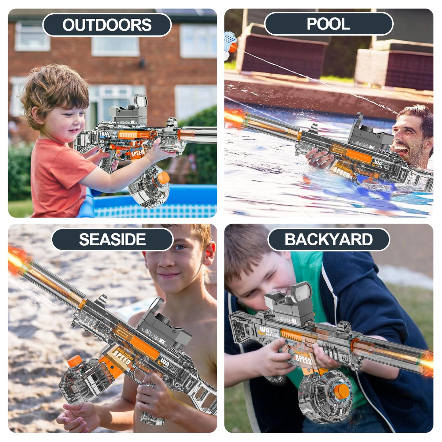 Electric Water Gun for Adult Kids,Outdoor Automatic Water Suction Water Squirt, Outdoor Backyard Pool Summer Swimming Pool Beach Water Toy