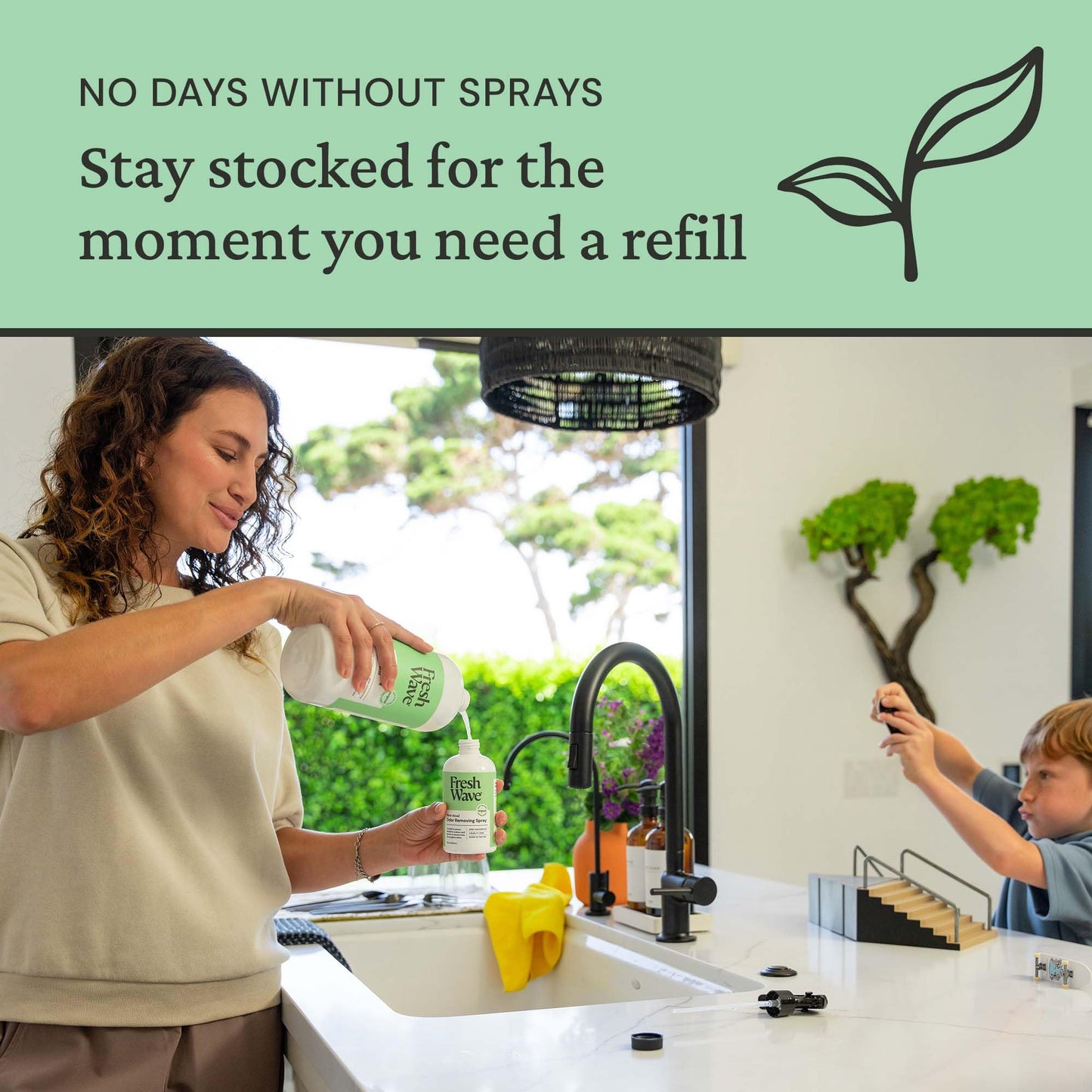 Fresh Wave Odor Eliminator Spray & Air Freshener Refill, 32 fl. oz. | Original Scent Spray Refills For Up To 4 8oz. Spray Bottles | Safer Odor Relief | Natural Plant-Based Odor Eliminator