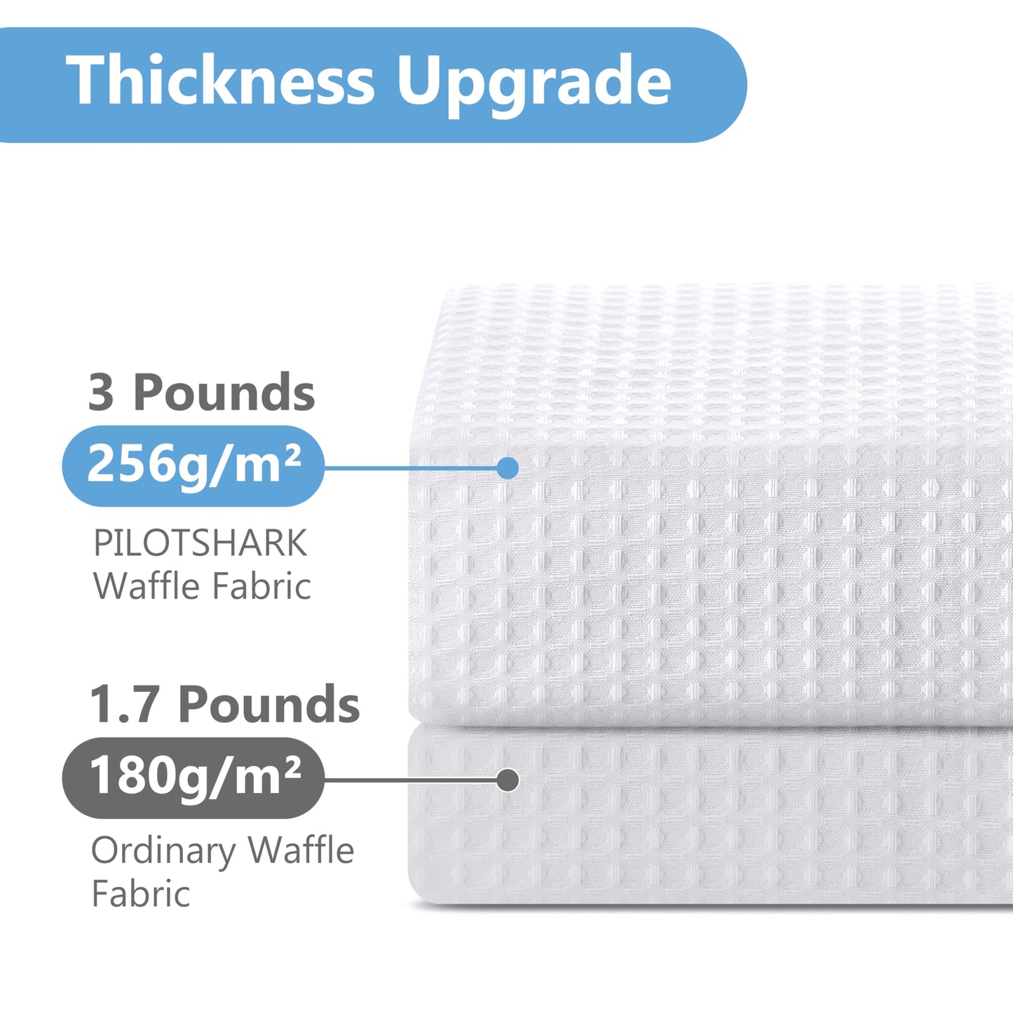 PILOTSHARK Hookless Waffle Weave Shower Curtain with Snap-in Fabric Liner,256GSM Heavy Duty Fabric Shower Curtain Set,White Waterproof Washable Luxury Shower Curtain for Bathroom Stall (72x75 Inch)