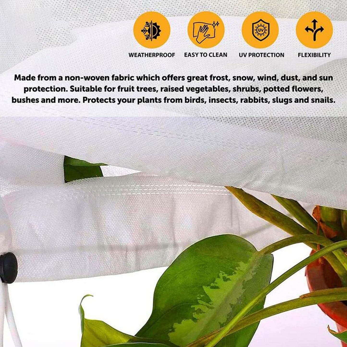 3 Pack Plant Cover for Winter White Freeze Protection Cover with Zipper and Drawstring, Heavy Duty Plant Cover Outdoor Non-Woven Fabric Winter Plant Covers for Trees, Shrub 47.2 inch* 70.8 inch