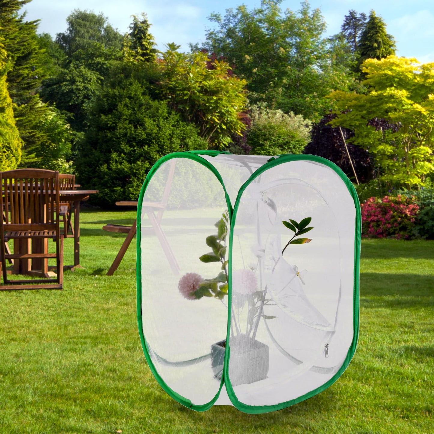 Large Monarch Butterfly Cage, Collapsible Caterpillar Habitat with 5 Mesh Panels for Airflow Pop Up Butterfly Kit, 60 x 60 x 90CM