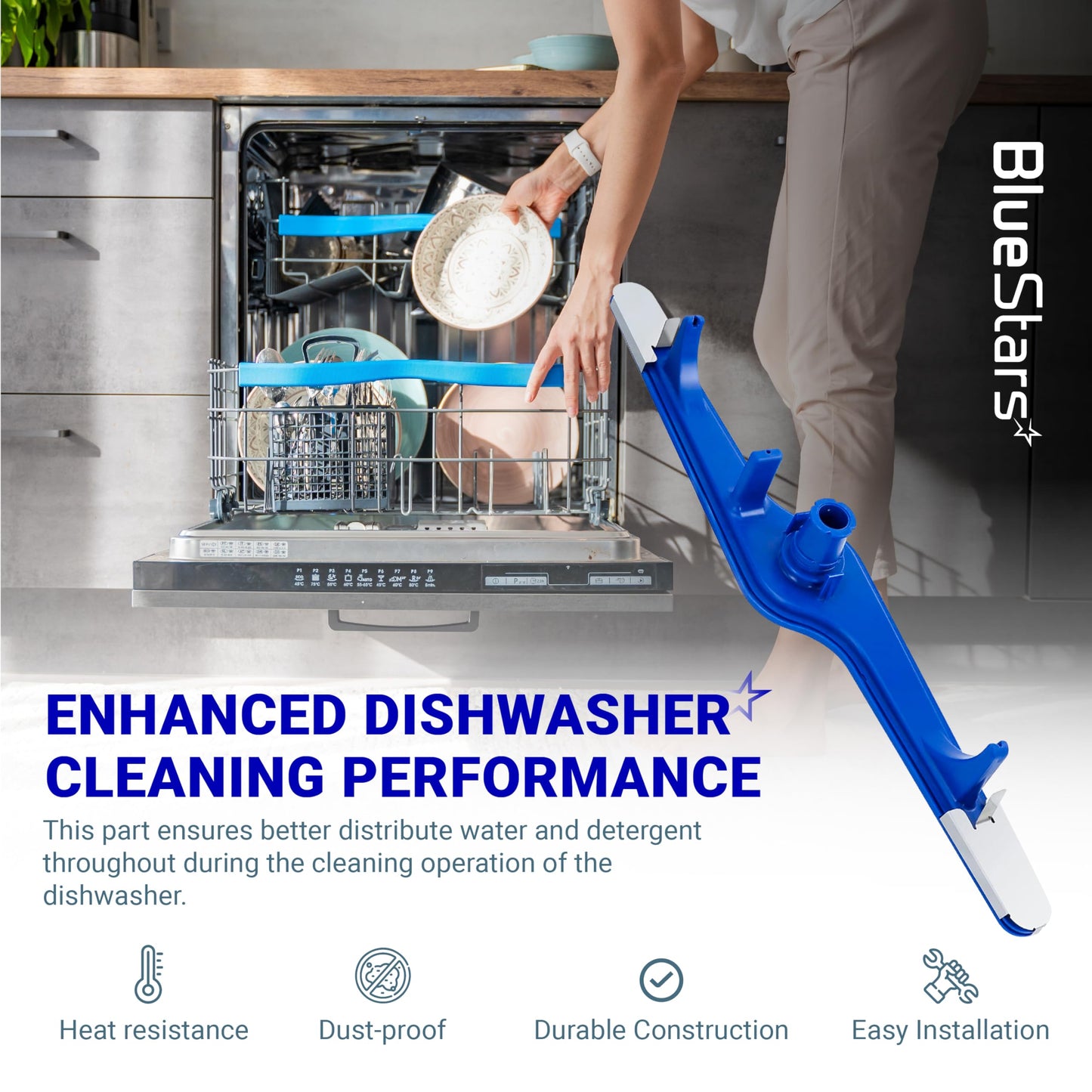 BlueStars 5304517203 Dishwasher Lower Spray Arm - Compatible with for Frigidaire Electrolux Kenmore Dishwashers - Replaces 154568001 154414101 154568002 PS12585623 AP6783883 1542508 154250801