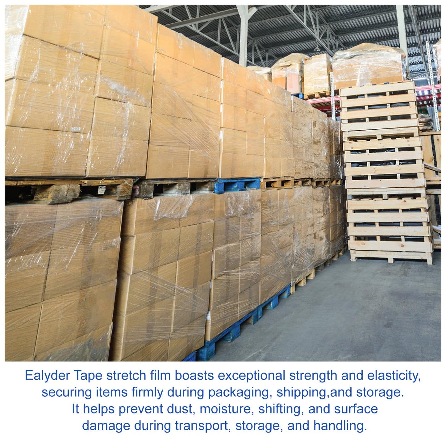 Ealyder Tape 2 Rolls Clear Stretch Wrap 12" x 1000 FT x 80 Gauge, Industrial Heavy Duty Stretch Wrap Shrink Film, Durable Self-Adhering for Packing, Moving, Pallet, Included Wrap Holder