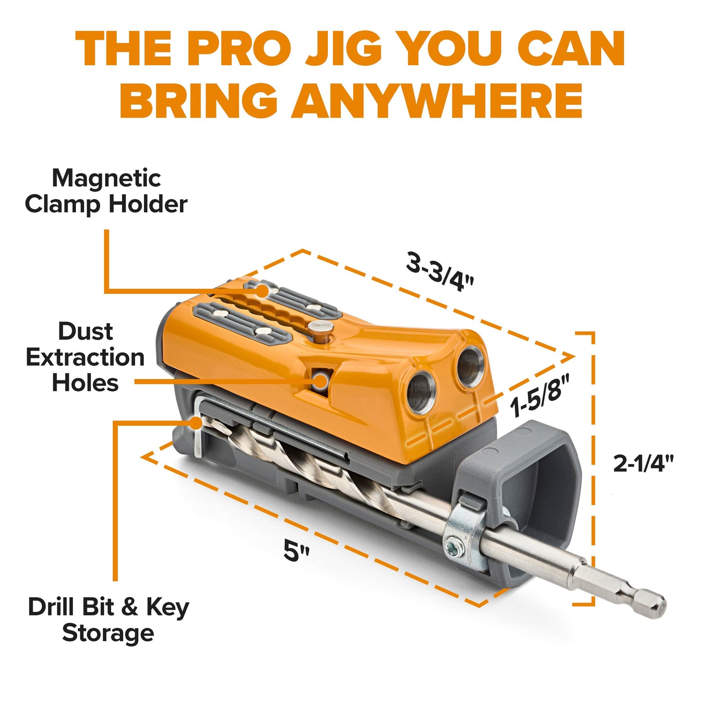 Bora Tools Mini Jig Pro Pocket Hole Jig with Onboard Storage – Self-Calibrating Design & Non-Slip Pads for Surface Protection