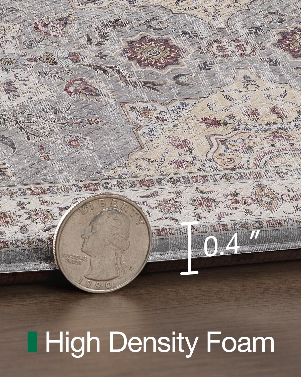 LUMI Kitchen Mat Anti Fatigue Cushioned, Memory Foam Padded Standing Rug Washable, Non Slip Comfort Floor Runner for Home, Sink, Laundry, Office, 24" x 59", Grey