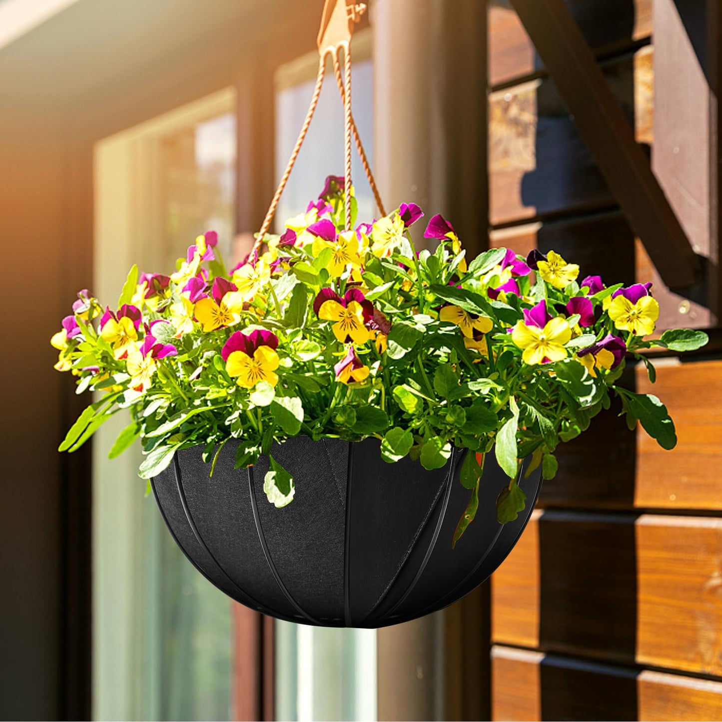 Adnee 16inch Fabric Planter Basket Liner - 6Pcs Felt Flower Pot Liners-Hanging Plant Basket Fiber Insert for Garden Wall Hanging Planter Flower Vegetables(Round/Rectangle)